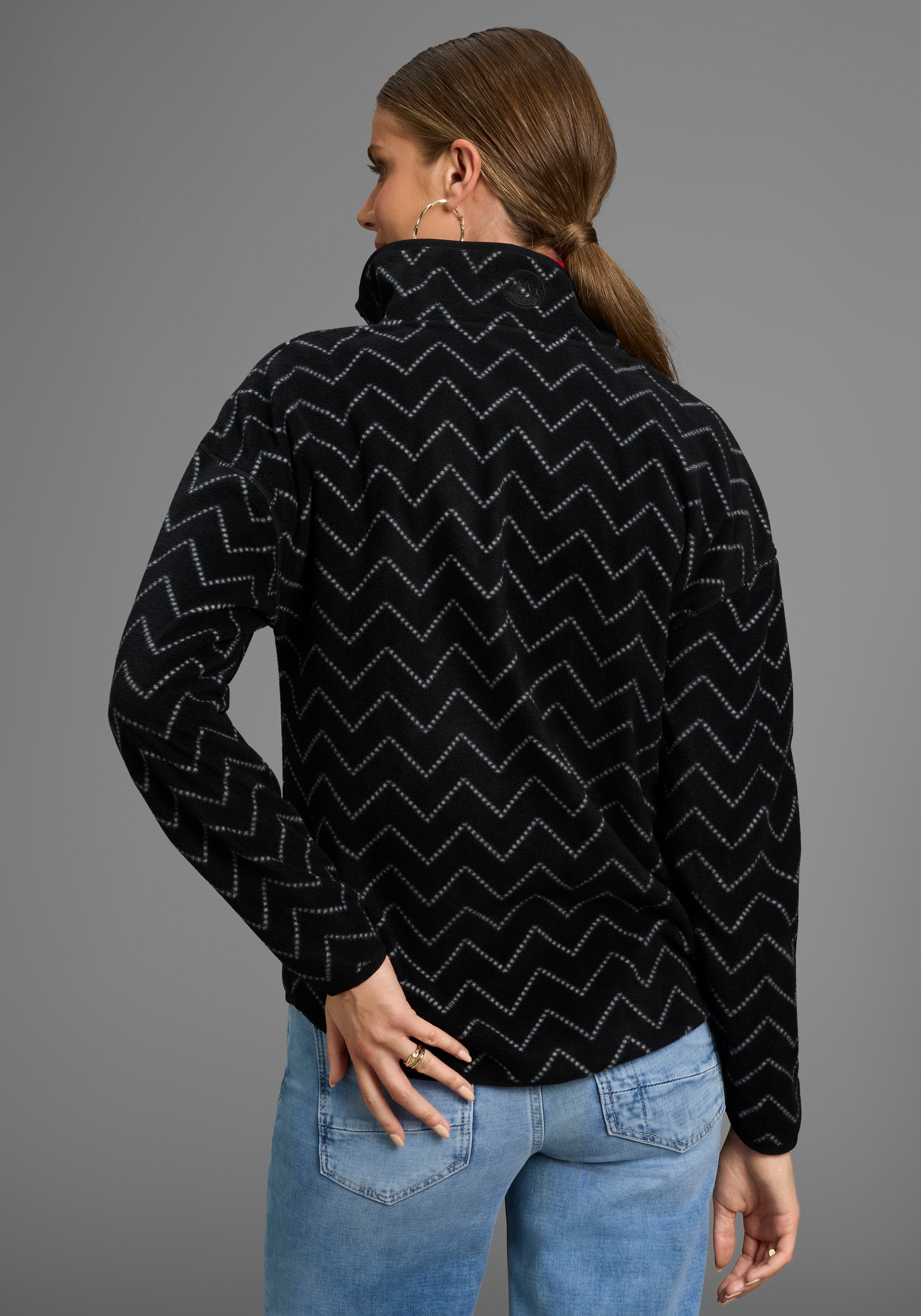 Polarino Fleecepullover, mit Colourblocking-Optik, mit Kängurutasche, aus Fleecestoff