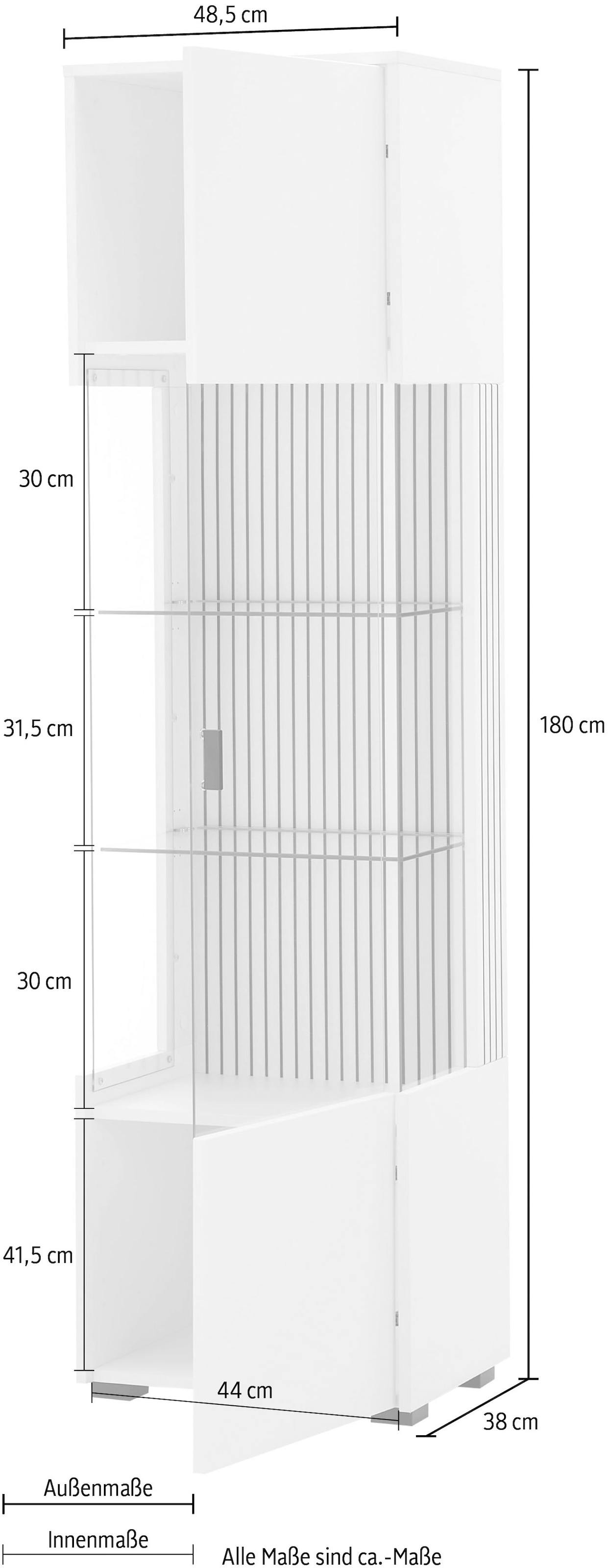 INOSIGN Vitrine »Hudson«, in moderner Trendfarbe, Griffe aus Metall (Schwarz), Höhe 180 cm