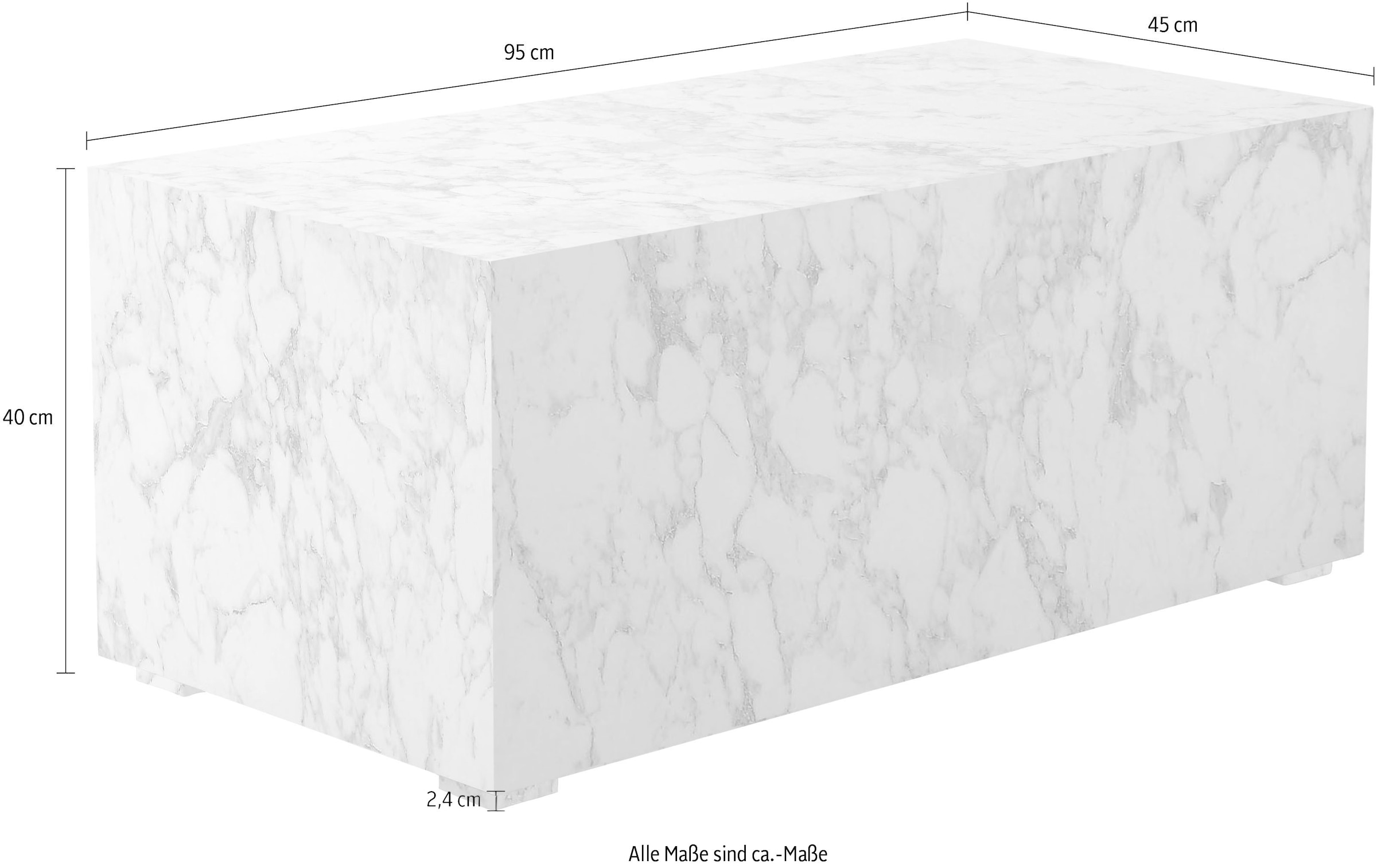 Leonique Couchtisch »Ronthon«, (1 St.), Tischplatte in Marmor Optik, pflegeleichte Oberfläche, Höhe 40 cm