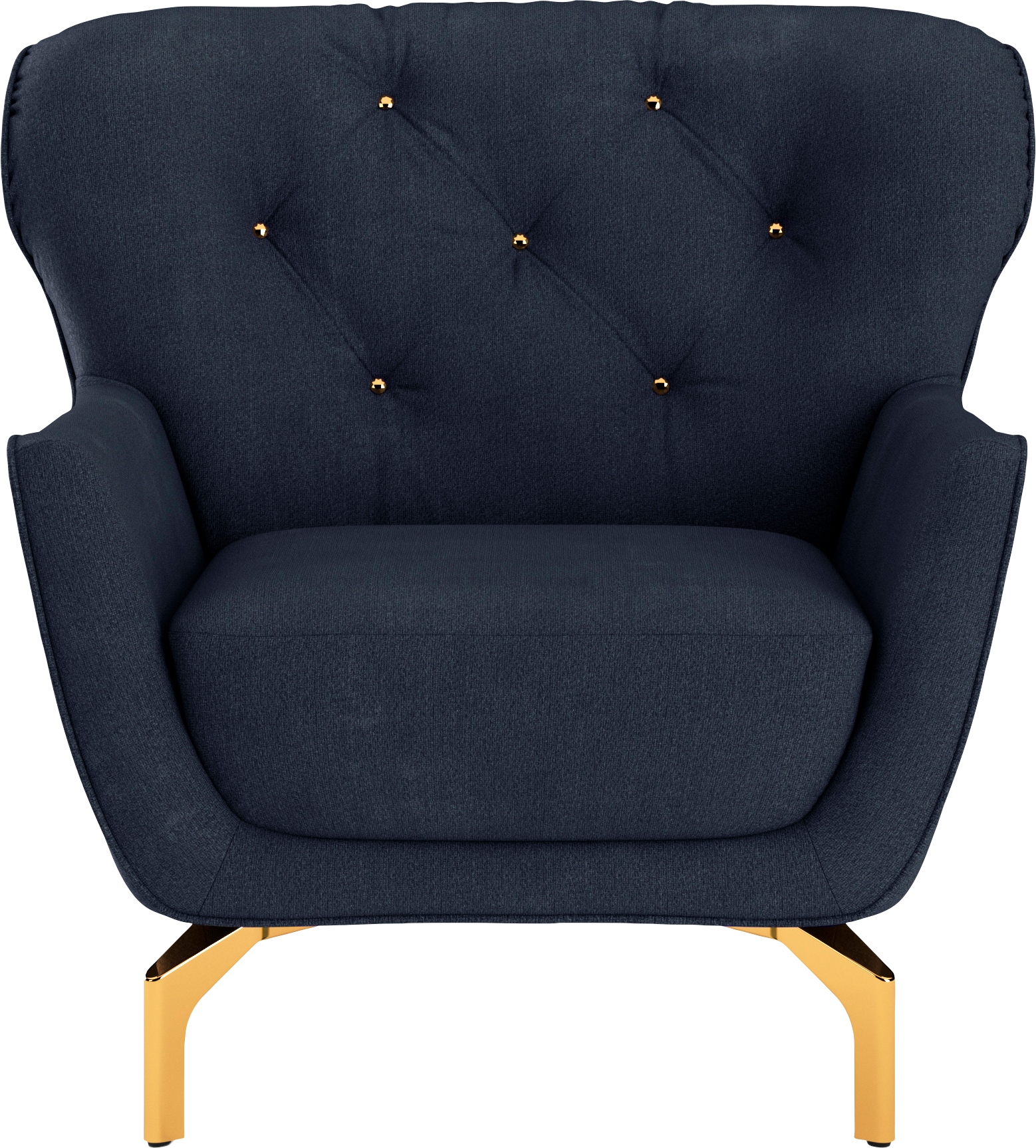 sit&more Sessel "Orient 3" inkl. 1 Zierkissen mit Strass-Stein, goldfarbene Metallfüsse