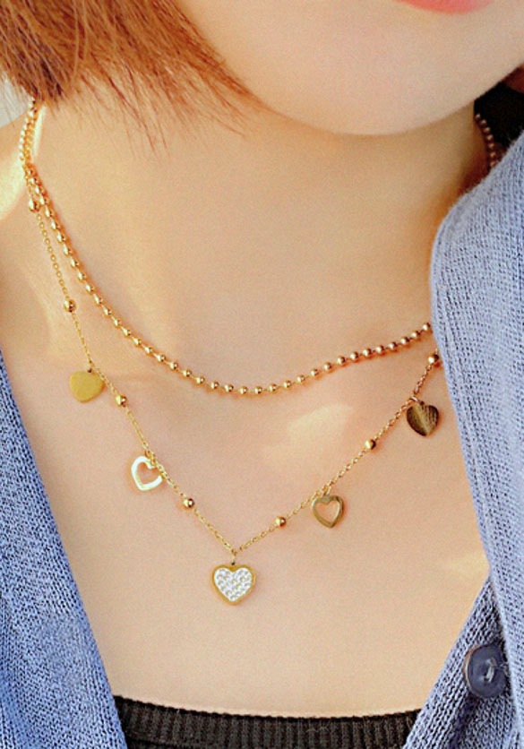 Firetti Kette mit Anhänger "Schmuck Geschenk Hearts Charm" mit Zirkonia (synth.)