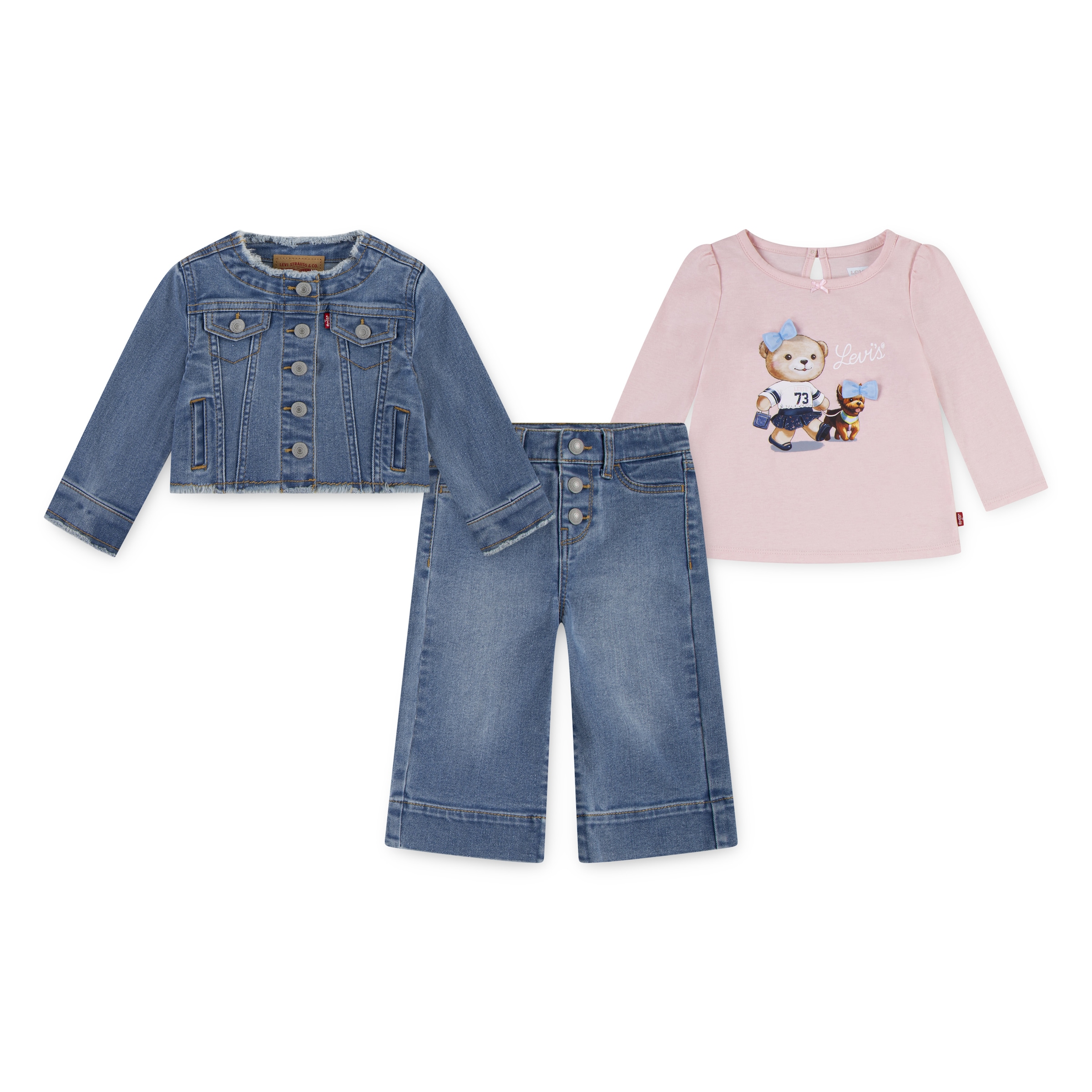 Levi's® Kids Shirt, Hose & Jäckchen »LVG JACKET TEE,WIDE JEANS« Set, 3 Stk. Trend Denim, for Girls