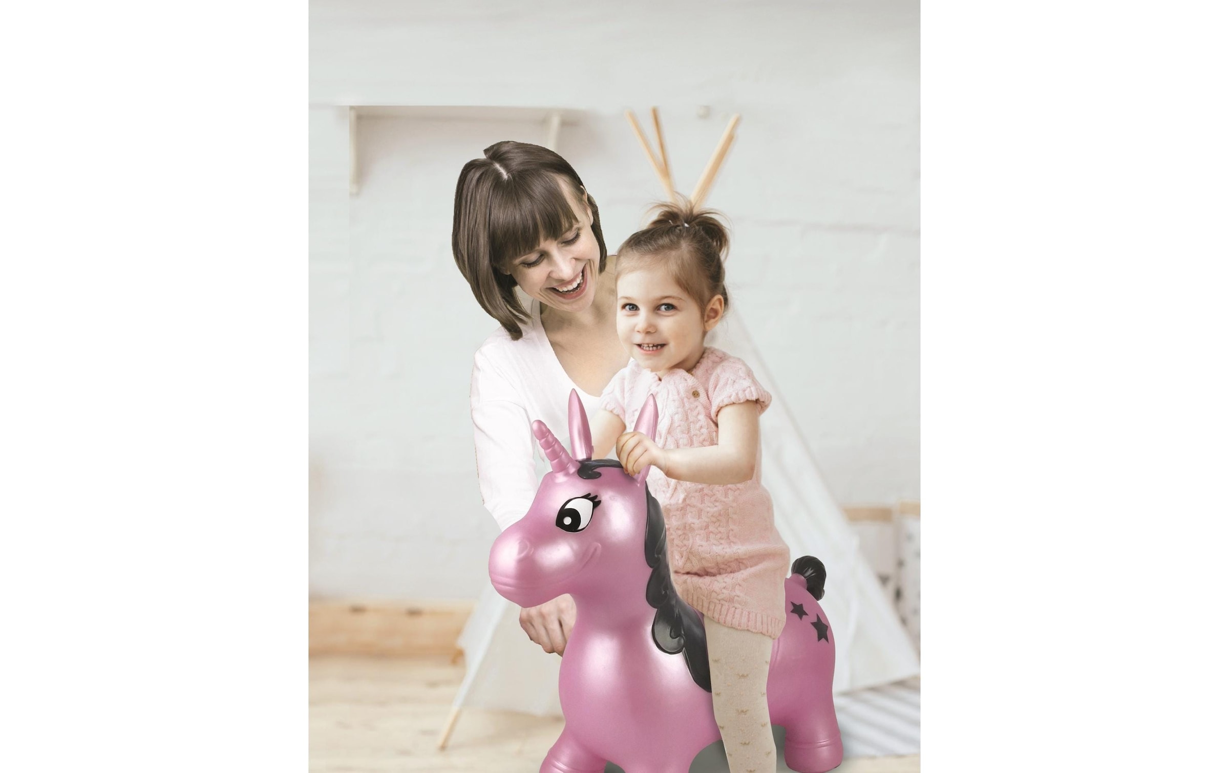 Lexibook® Hüpftier »Einhorn 50 cm«, Schnell aufzublasen mit der mitgelieferten Handpumpe