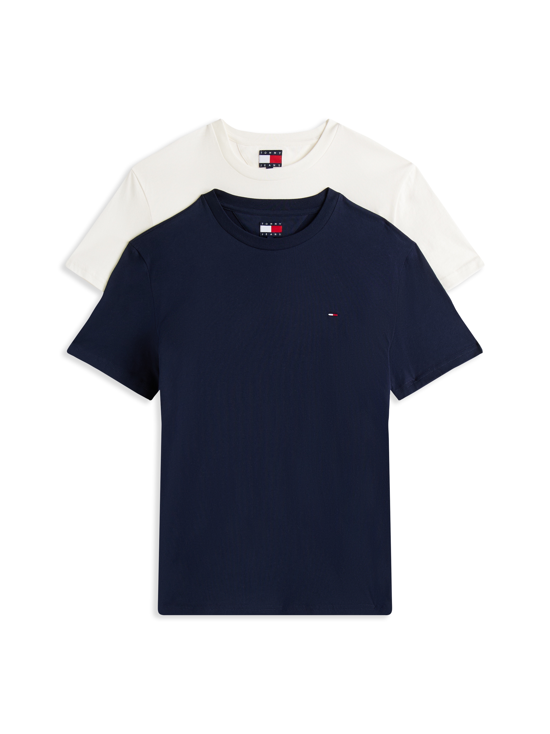 Tommy Jeans Rundhalsshirt »TJM XSLIM 2PACK JERSEY TEE EXT«, (Packung, 2er-Pack), Logostickerei, 2Pack
