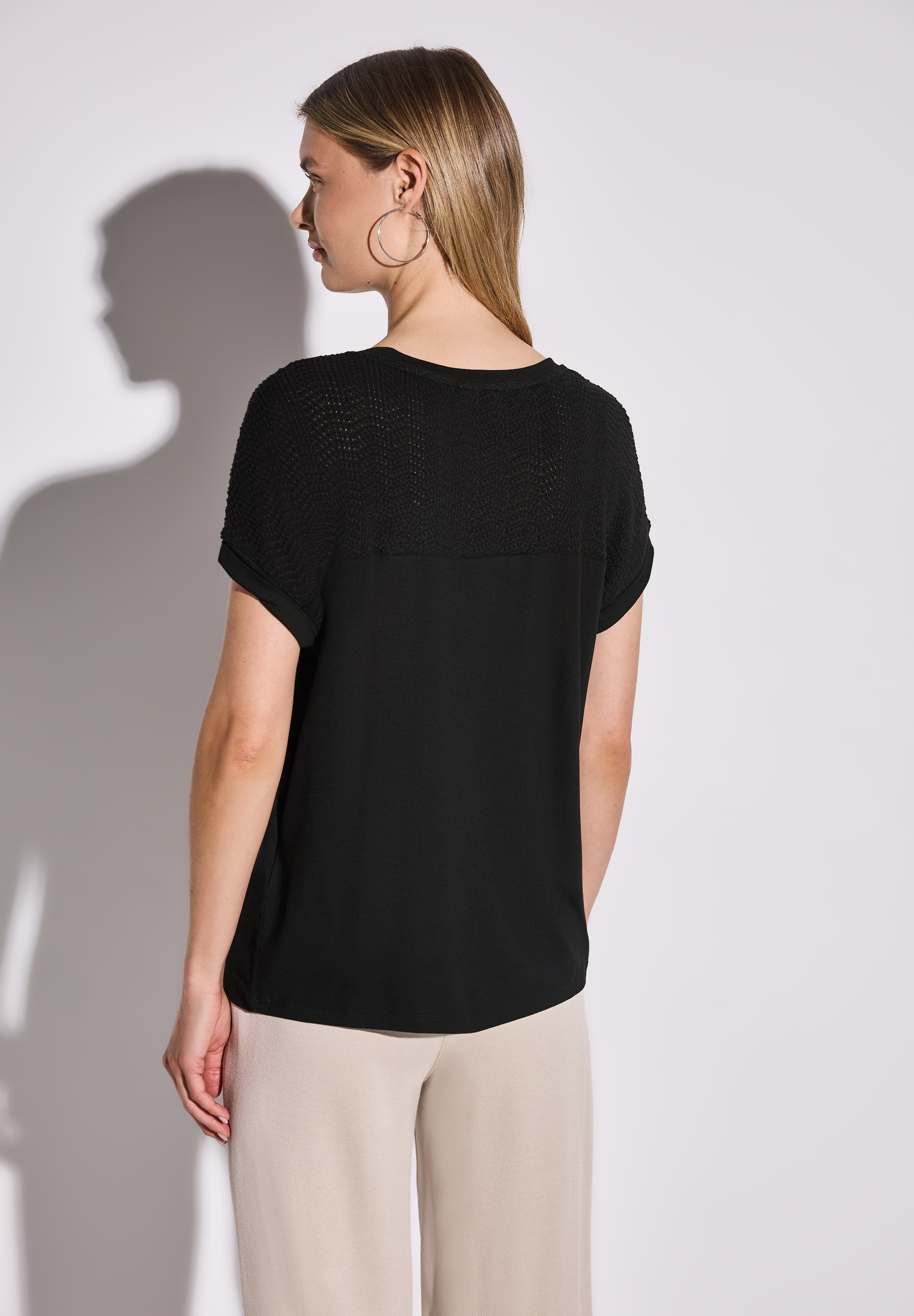 STREET ONE Shirttop, mit Lochmuster Detail