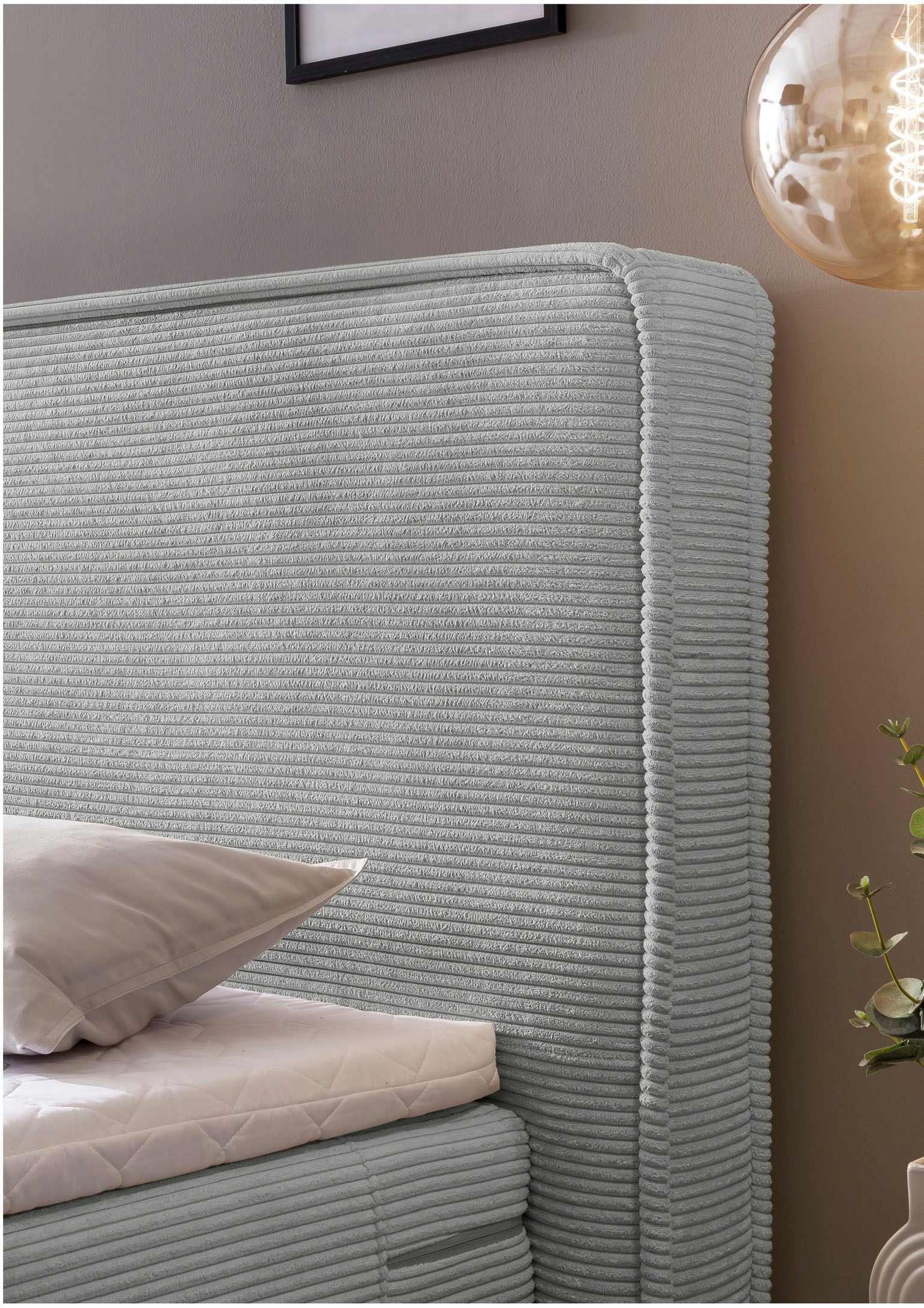 Home affaire Boxspringbett »SHERWOOD Hotelbett, Polsterbett«, Hochwertiger Cord,weiche Velours-Struktur, mit Topper, Eiche