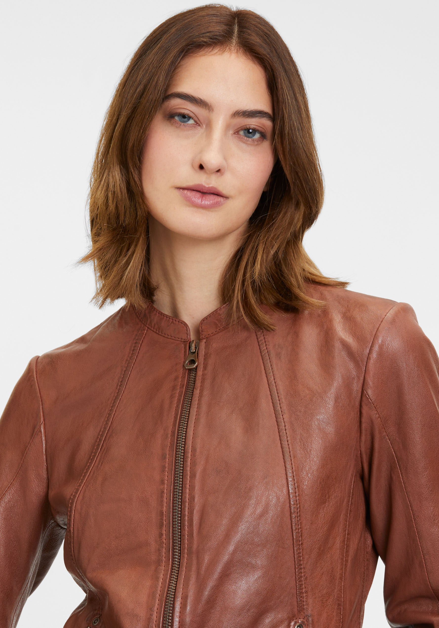 Mauritius Lederjacke »GWMarlie W24«, mit kleinem Stehkragen, Reissverschluss, Reissverschlusstaschen