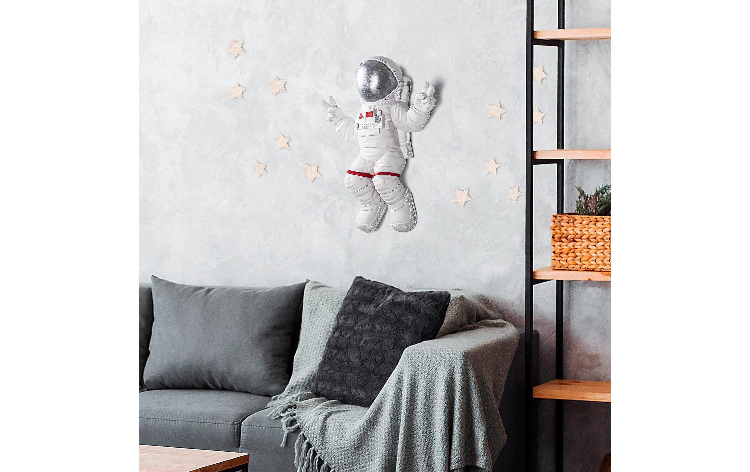 Wanddekoobjekt »Wallxpert Astronaut 35 x 48 cm Silber/Weiss«