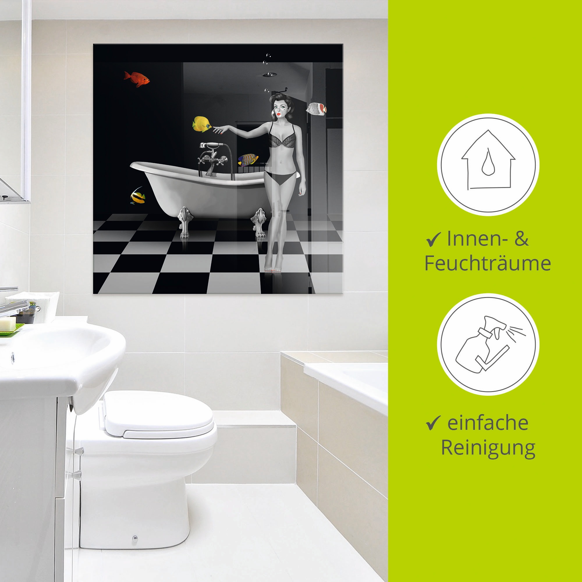 Artland Glasbild »Ein Badezimmer für Fische«, Frau, (1 St.), in verschiedenen Grössen