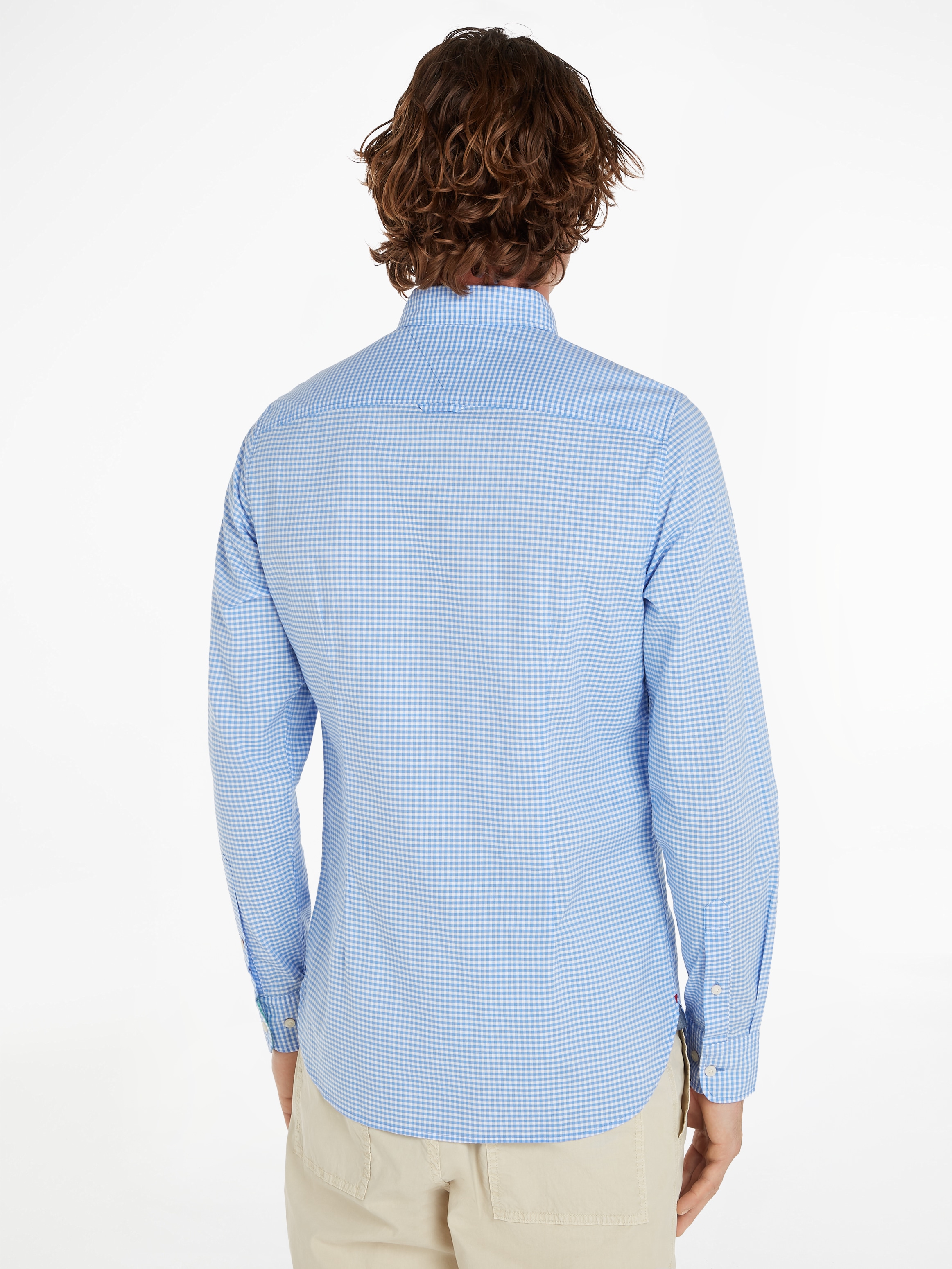 Tommy Hilfiger Karohemd »FLEX TEXTURED GINGHAM SF SHIRT«, mit kleiner Logostickerei