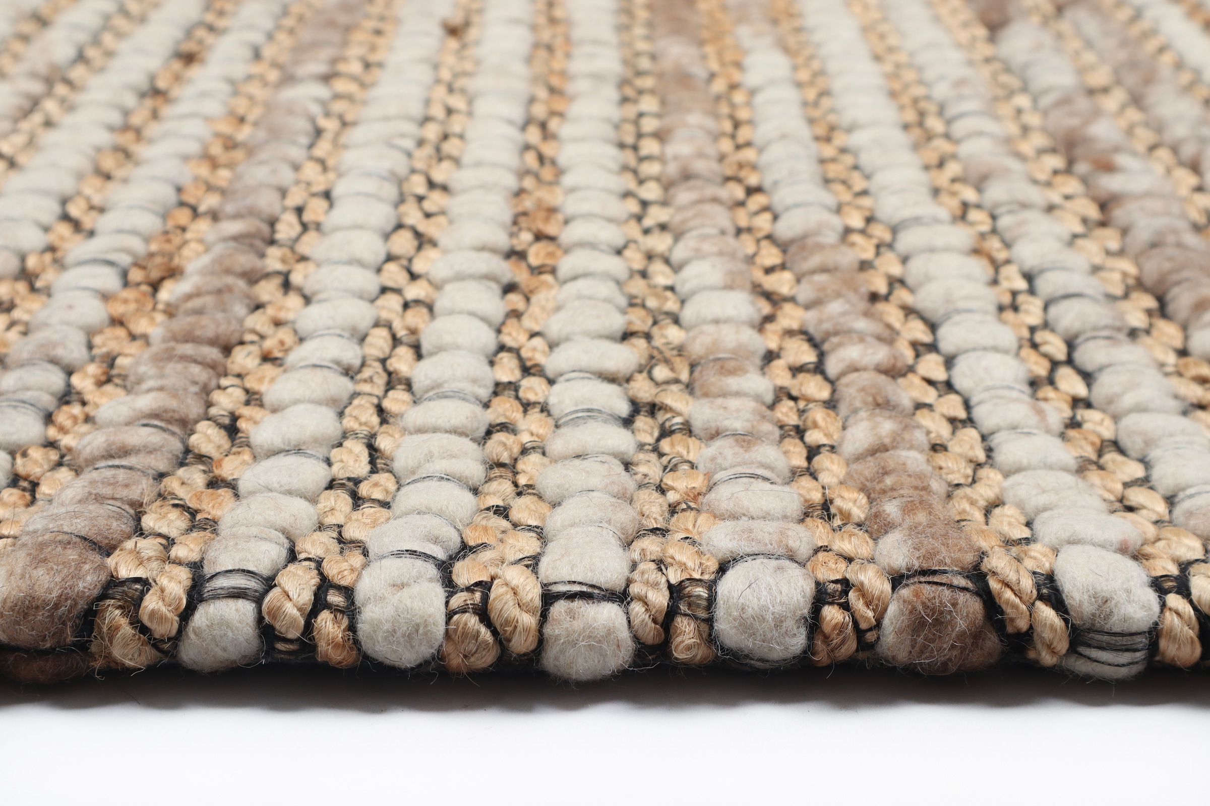 my home Wollteppich »Leevy, Wolle und Jute- handgewebt«, rechteckig, 25 mm Höhe, handgewebt, Handweb Teppiche, Wohnzimmer, Schlafzimmer, Esszimmer