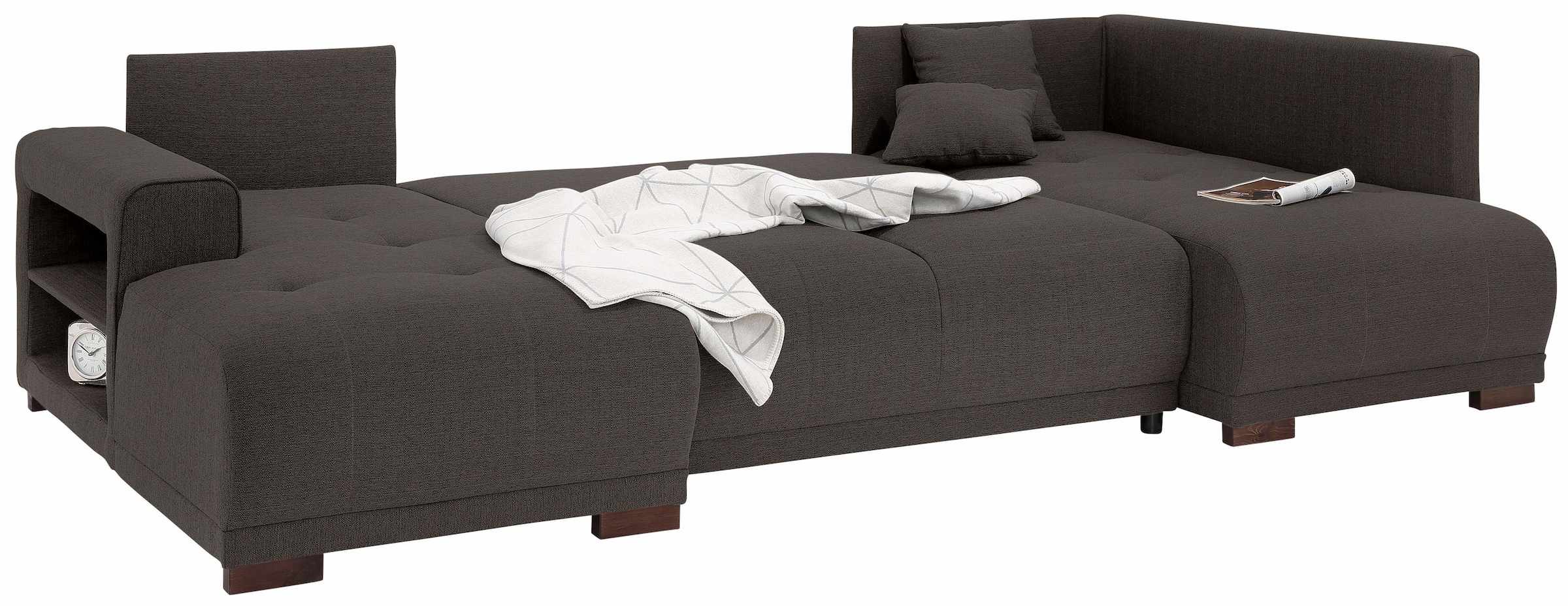 Home affaire Wohnlandschaft »Viborg U-Form«, mit Regal in der Armlehne, wahlweise mit Bettfunktion