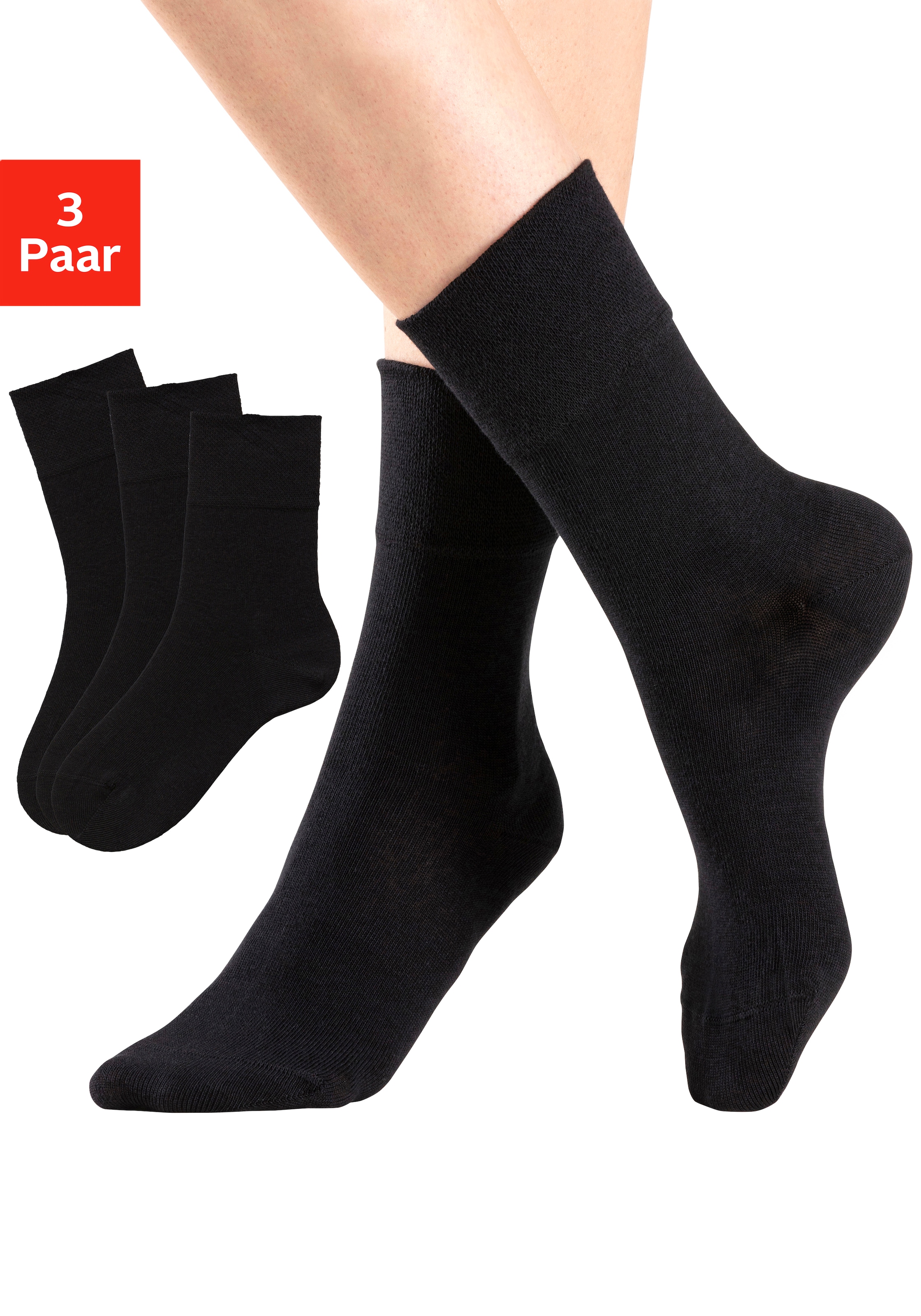 H.I.S Socken Packung, 3 Stk. tlg. mit Komfortbund auch für Diabetiker geeignet