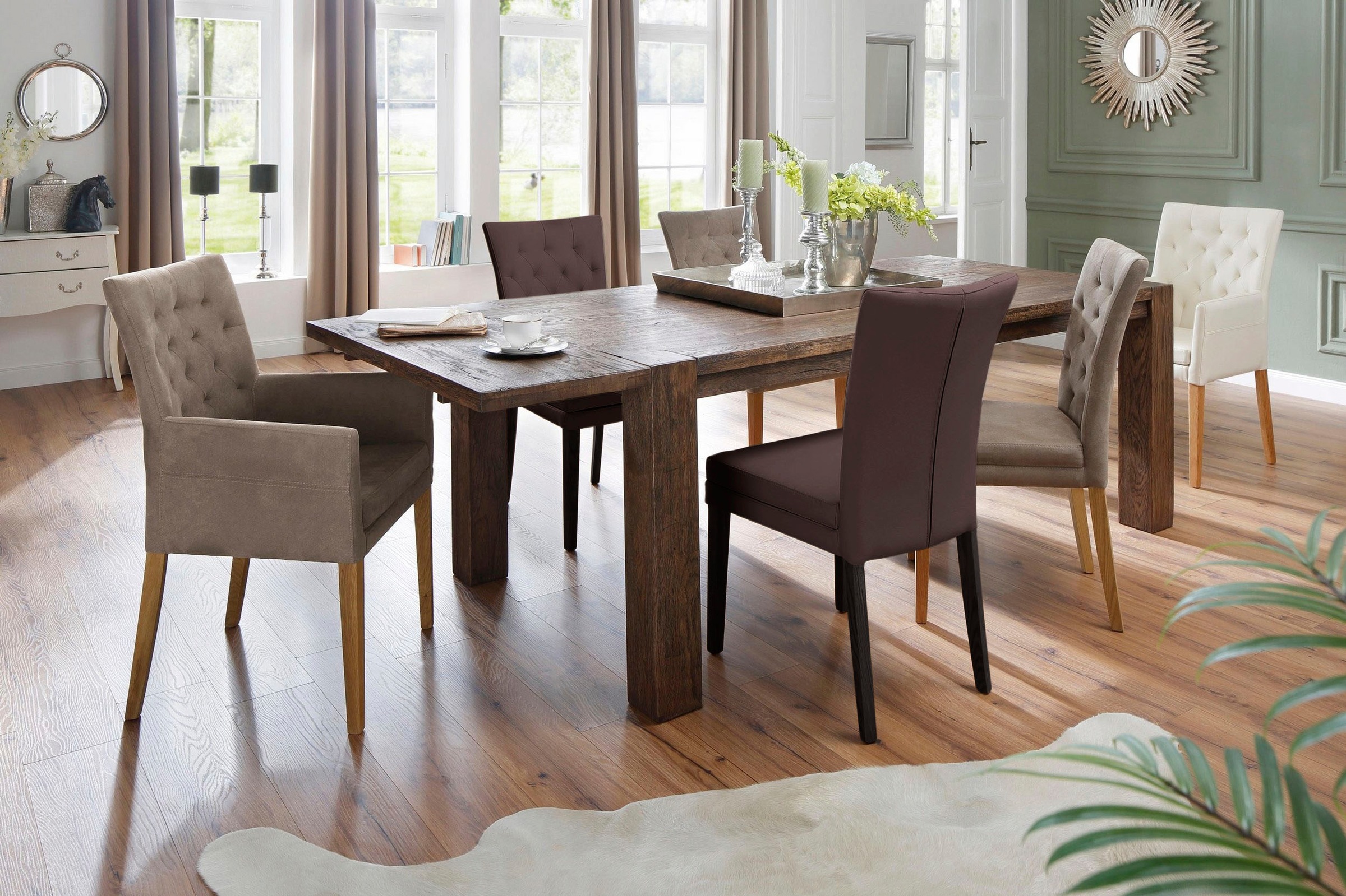 Home affaire 4-Fussstuhl »Colorado«, (Set), 6 St., Kunstleder, Beine aus Buche, wengefarben lackiert, Im 2er, 4er oder 6er-Set