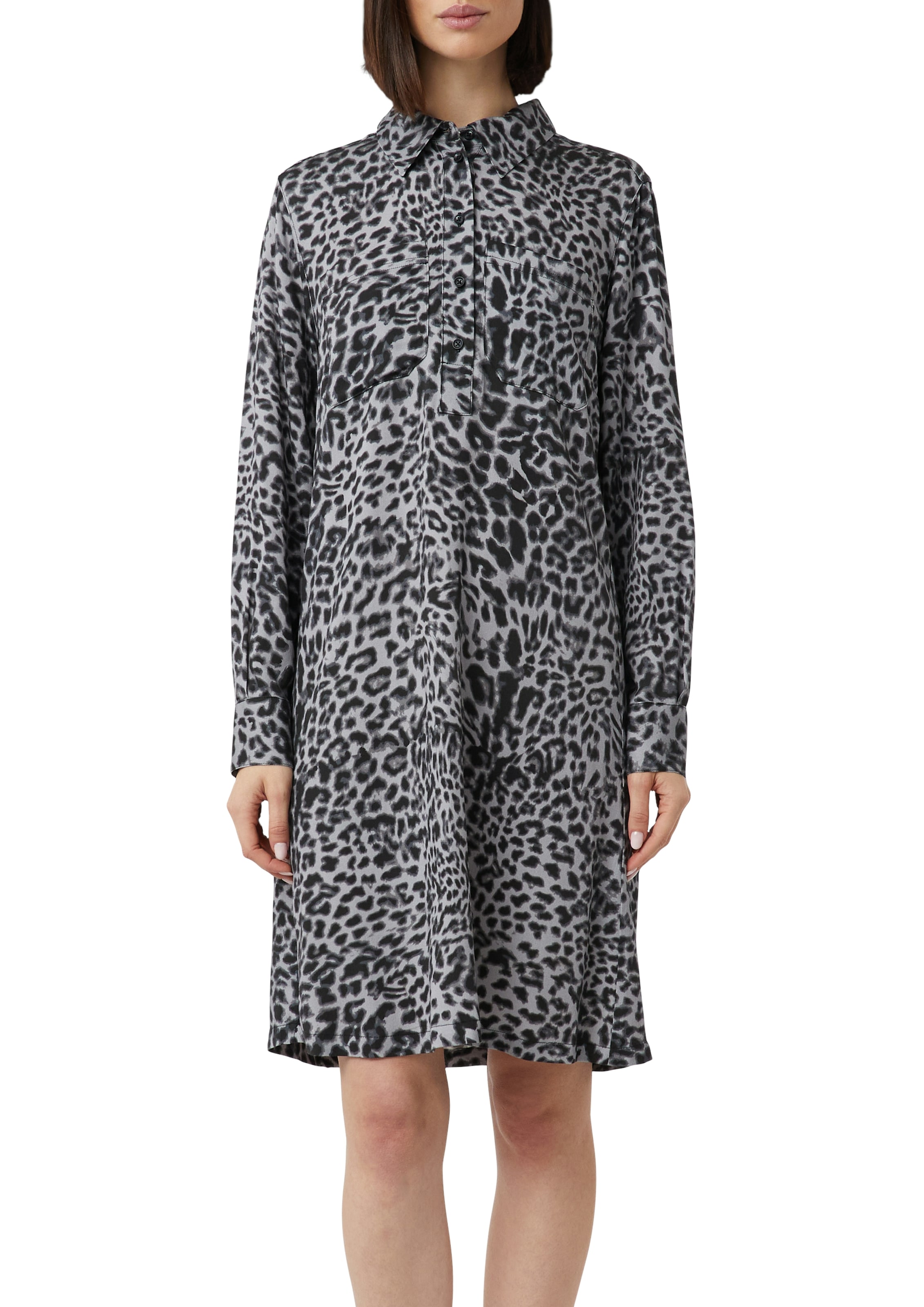 Comma Hemdblusenkleid Sommerkleid mit All-Over Leo Print