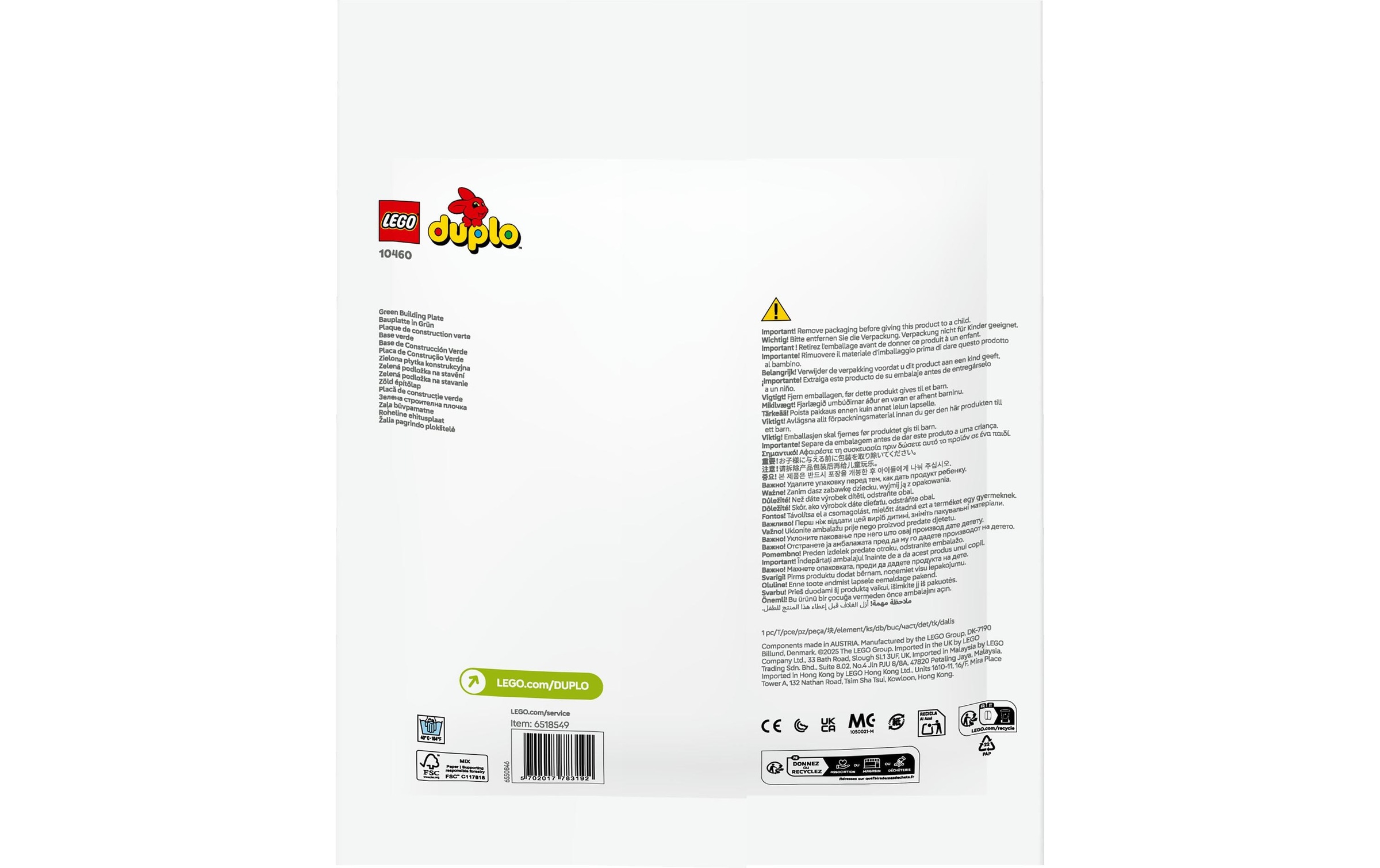 LEGO® Spielbausteine »DUPLO® Bauplatte in Grün 10460«, (1 St.)