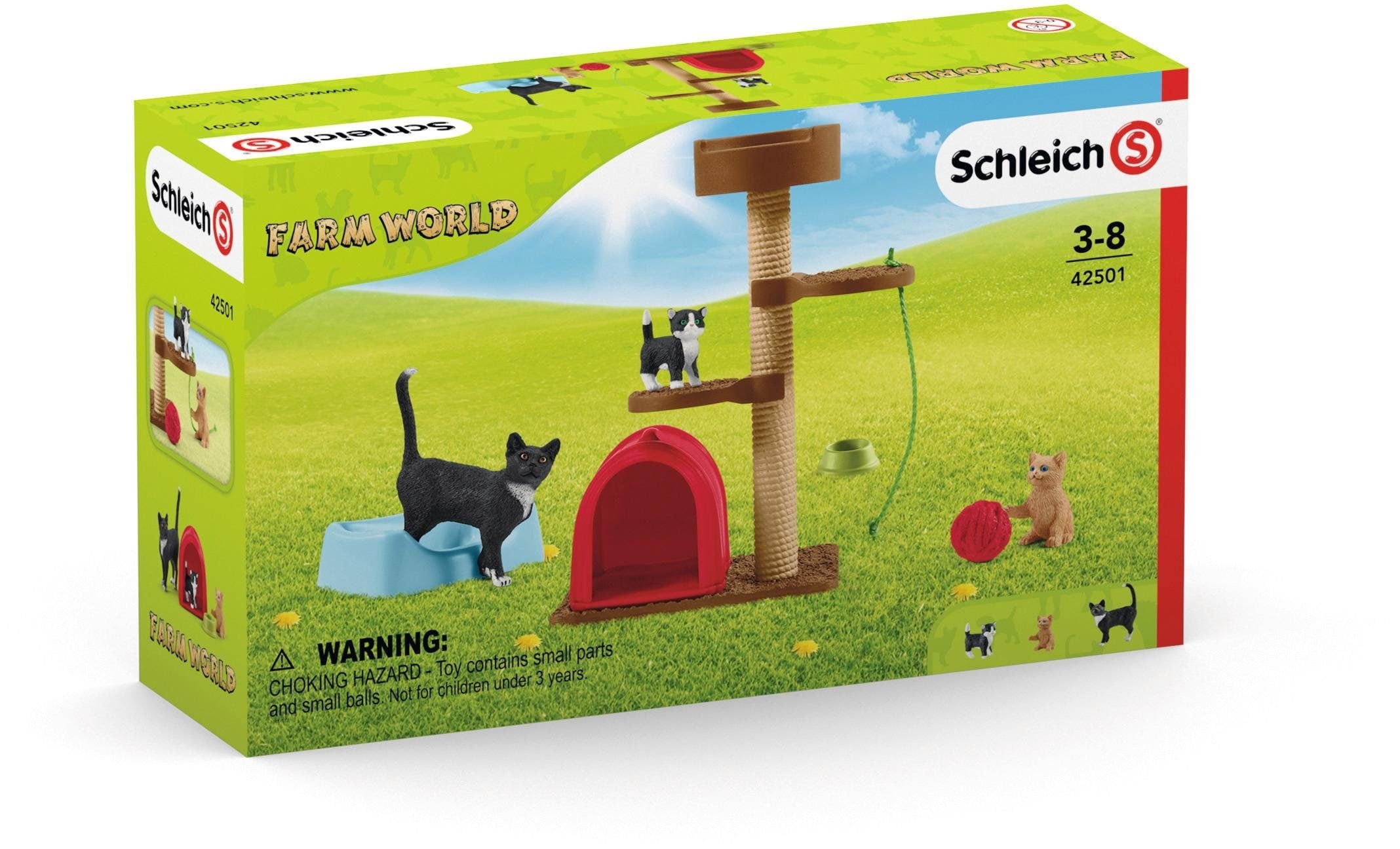 Schleich® Spielfigur »FARM WORLD, Spielspass für niedliche Katzen (42501)«, (Set)