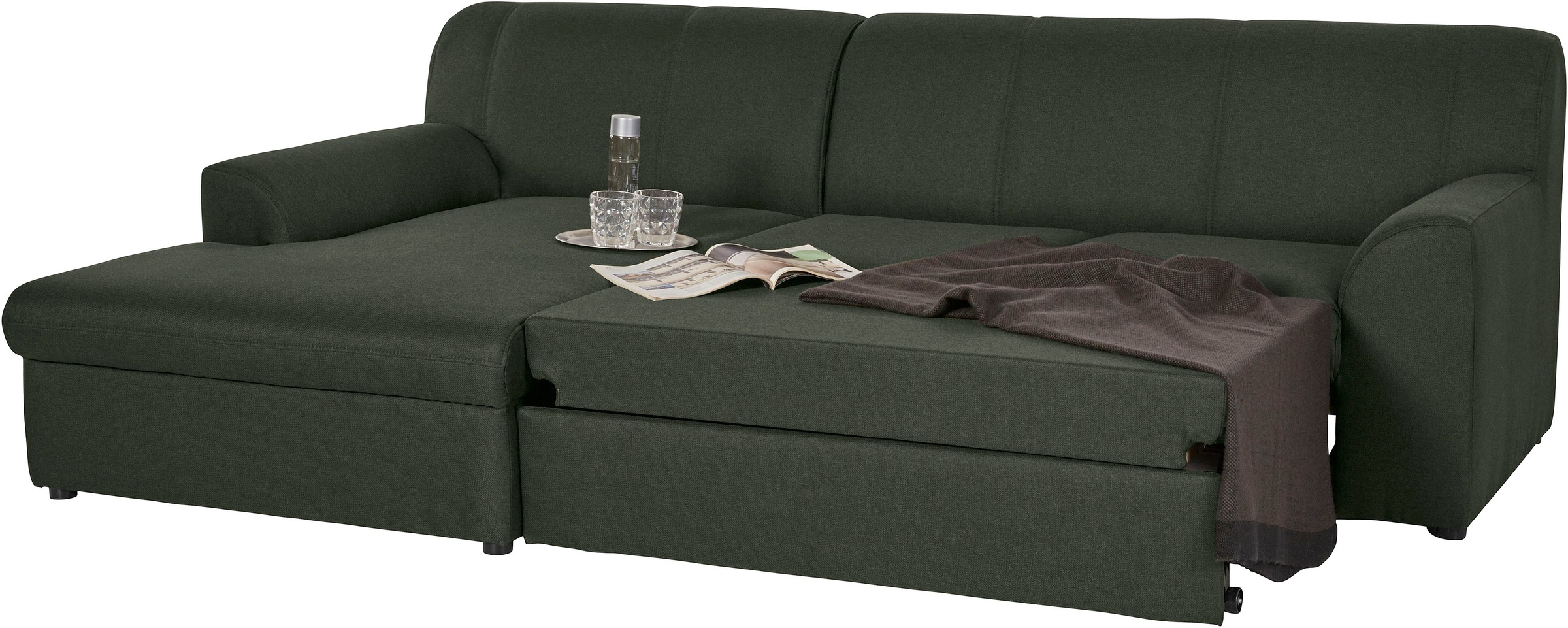 DOMO collection Ecksofa »Topper, elegant und zeitlos, kompaktes Stellmass 245/155cm, L-Form«, mit Recamiere, wahlweise mit Schlaffunktion