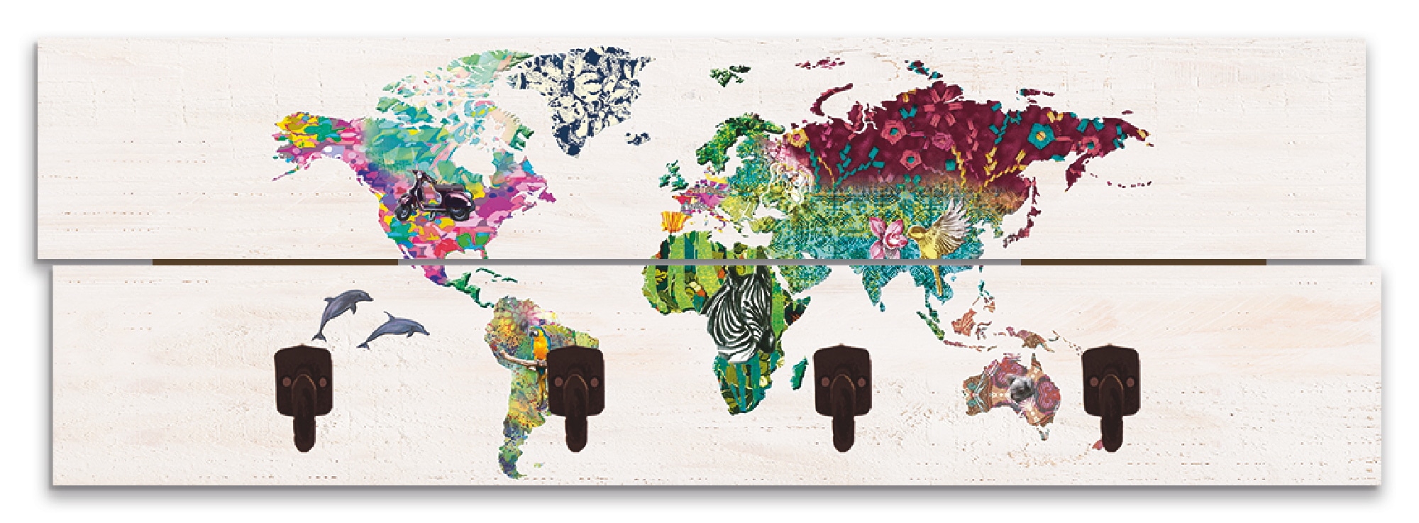 Artland Garderobenleiste »Bunte Welt auf hölzernem Untergrund«,  teilmontiert online kaufen | Jelmoli-Versand