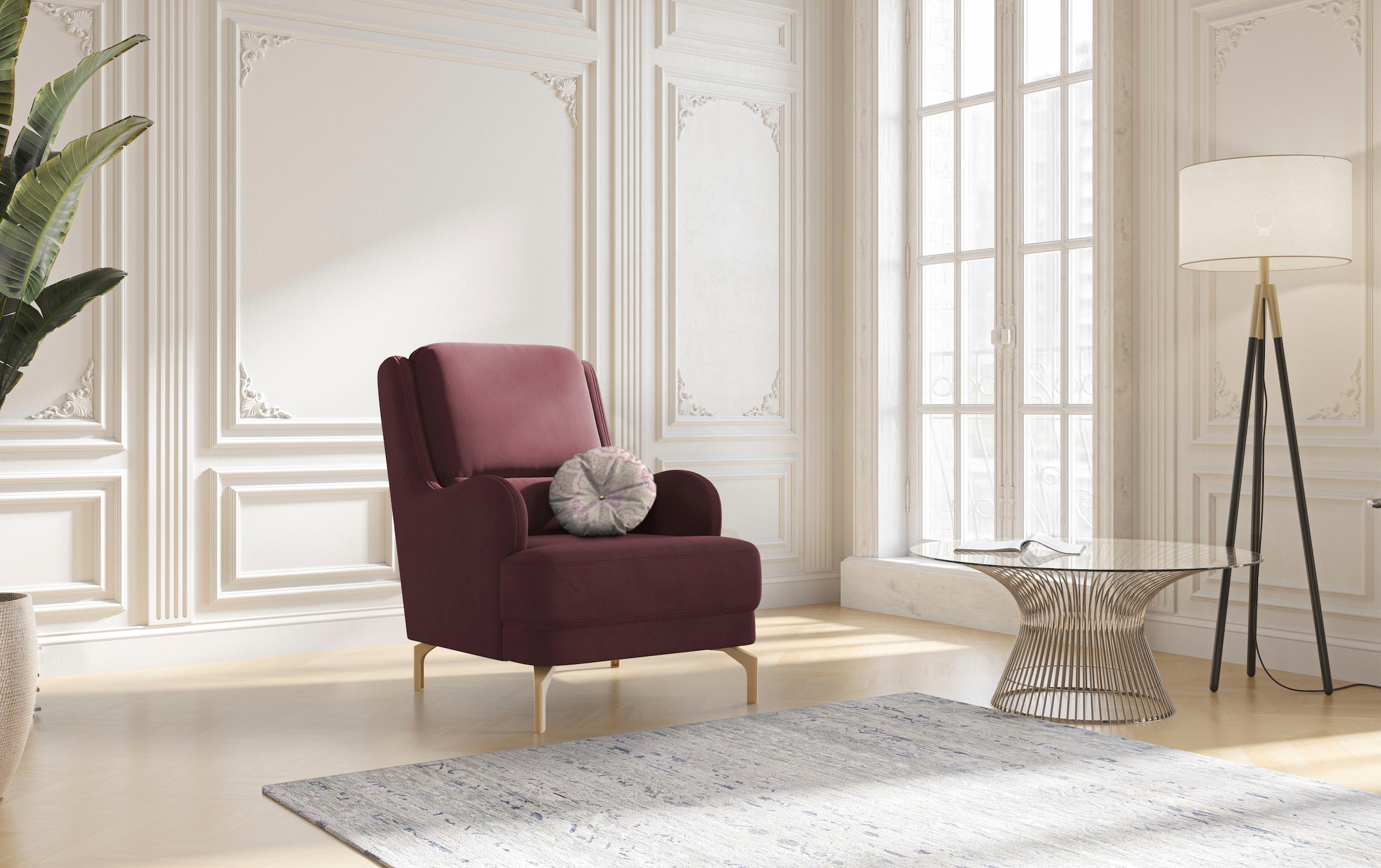 | Jelmoli-Versand V«, goldfarbenfabene inkl. 4 Sessel bestellen 1 Metallfüsse »Orient Zierkissen mit sit&more Strass-Stein, online