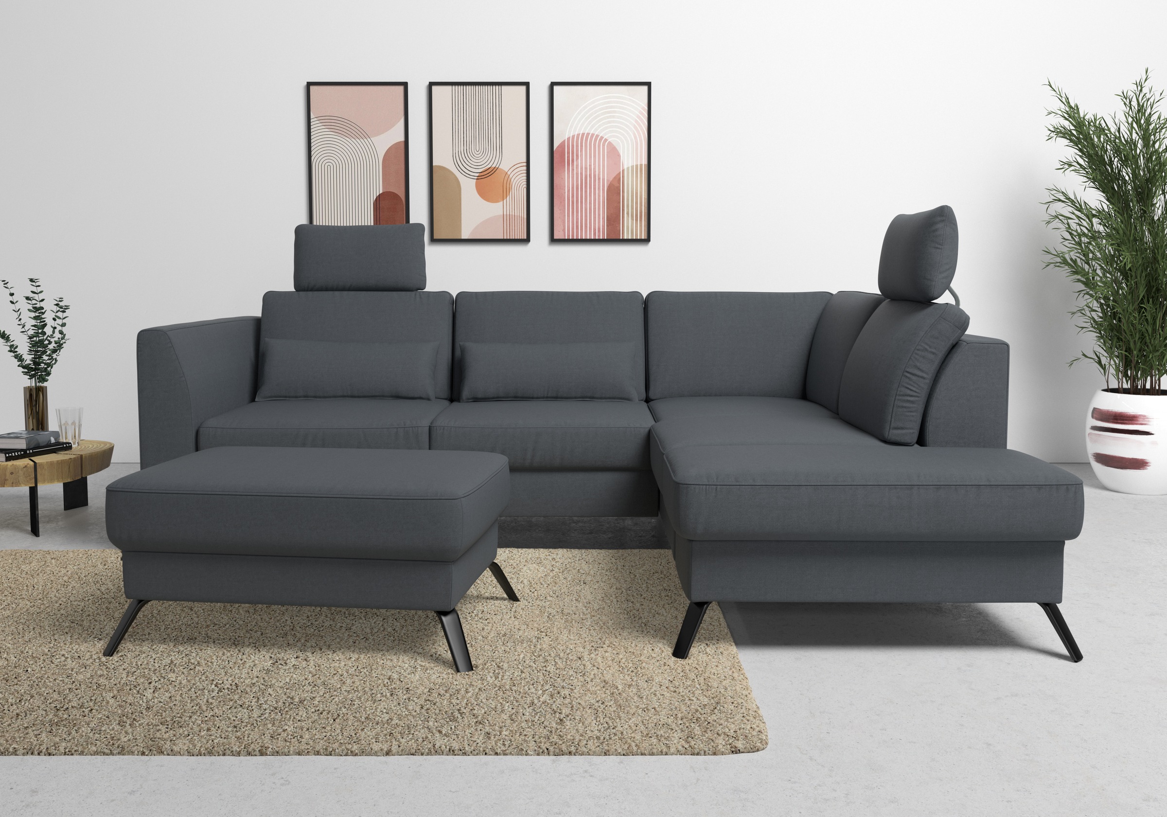 sit&more Ecksofa »Olsen L-Form«, inklusive Sitztiefenverstellung, wahlweise mit Bettfunktion, 15cm hoch