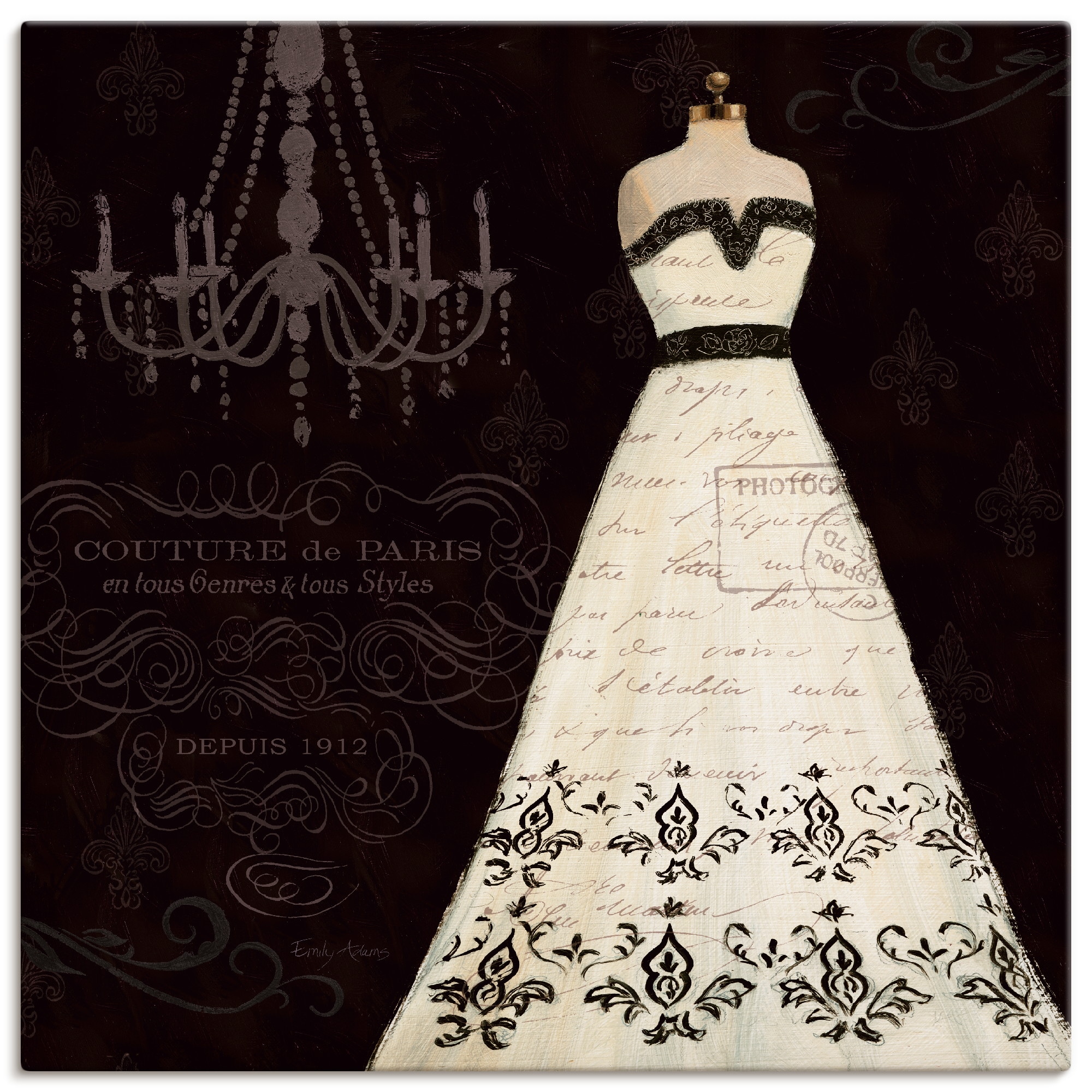 Artland Leinwandbild "Französisches Modelabel II" Mode 1 Stk. tlg. auf Holzrahmen gespannt