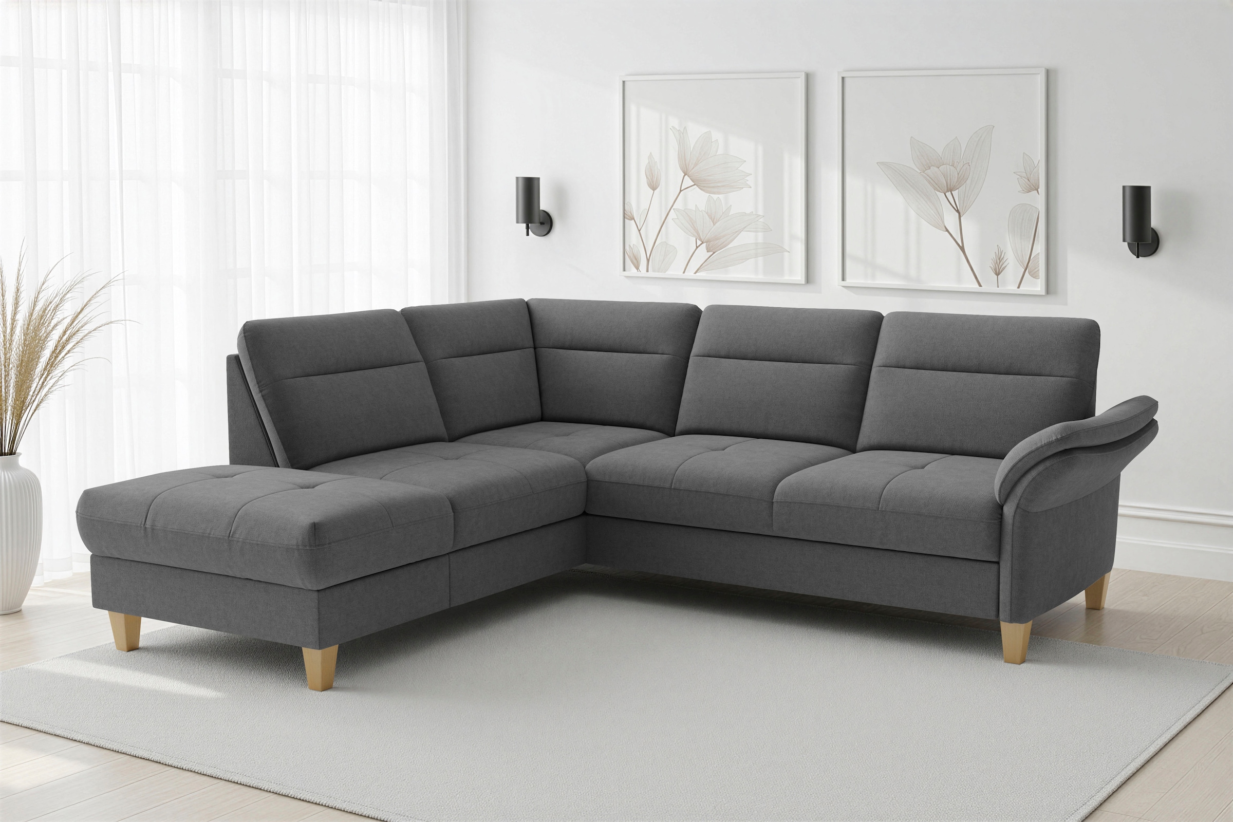 sit&more Ecksofa "Pamela, B: 218 cm, L-Form, wahlweise mit Schlaffunktion und Bettkasten" mit Federkern und Liegefläche aus Originalstoff