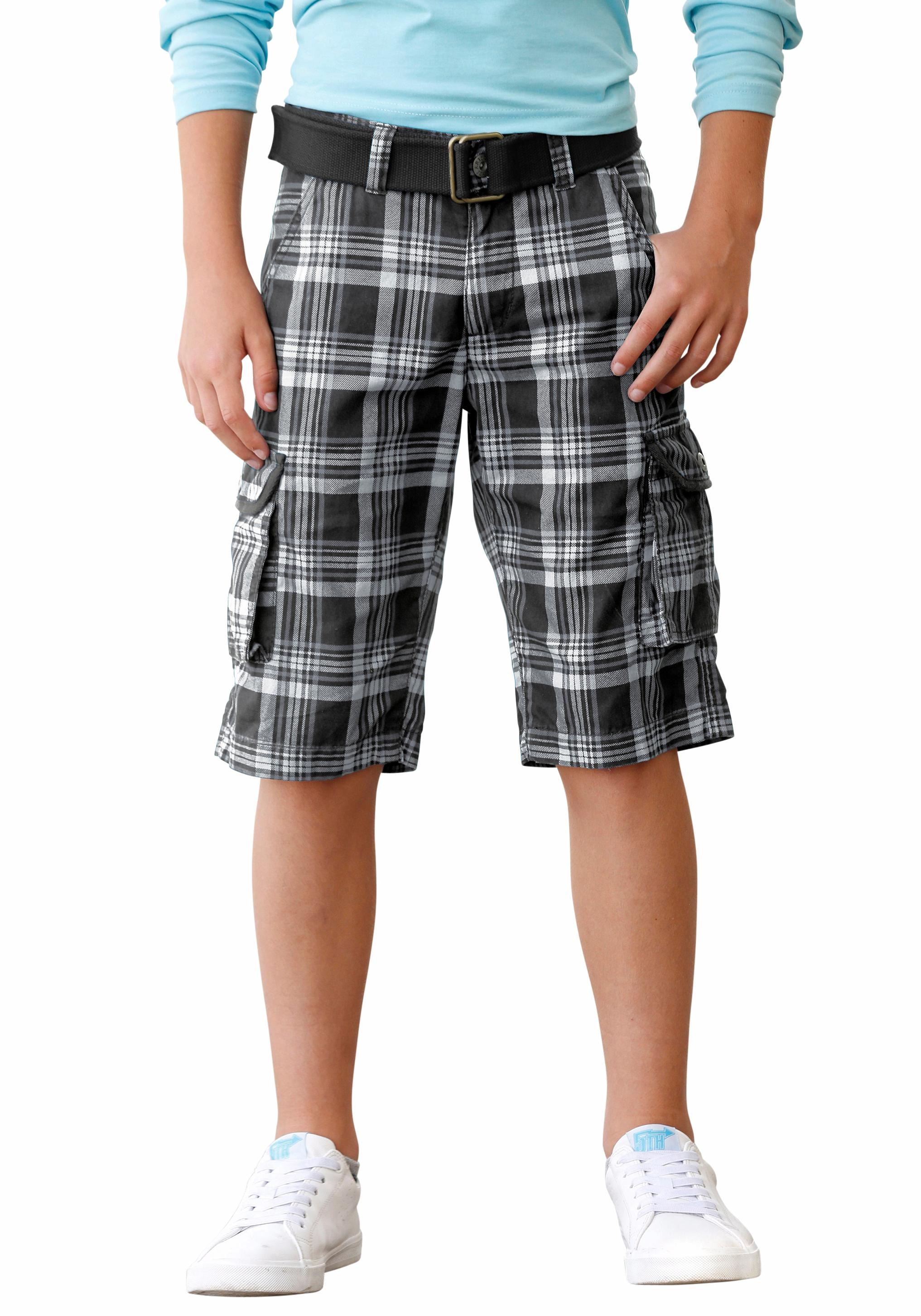 Arizona Bermudas, (Set, 2 tlg.), in coolem Karo mit Textilgürtel kaufen