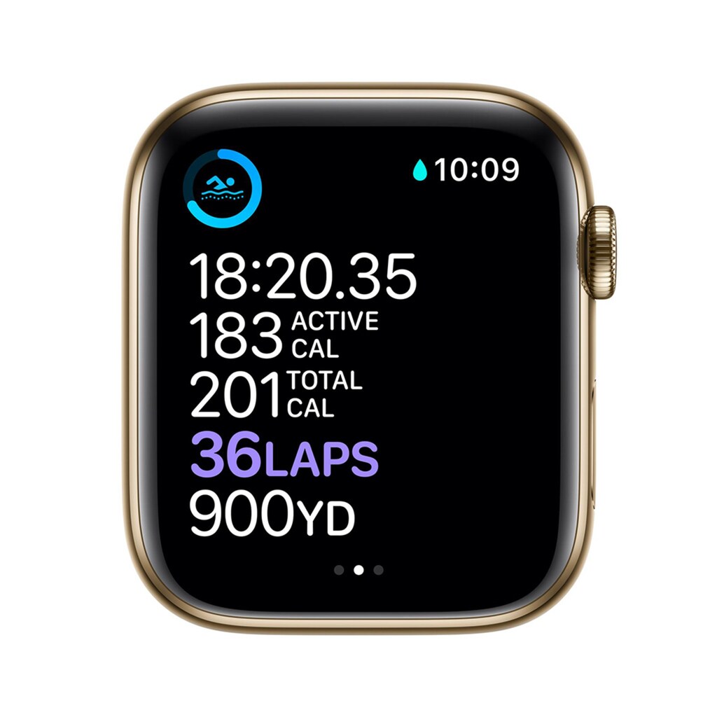 Apple Smartwatch »Serie 6, GPS Cellular, 44 mm Edelstahl-Gehäuse mit Sportarmband«