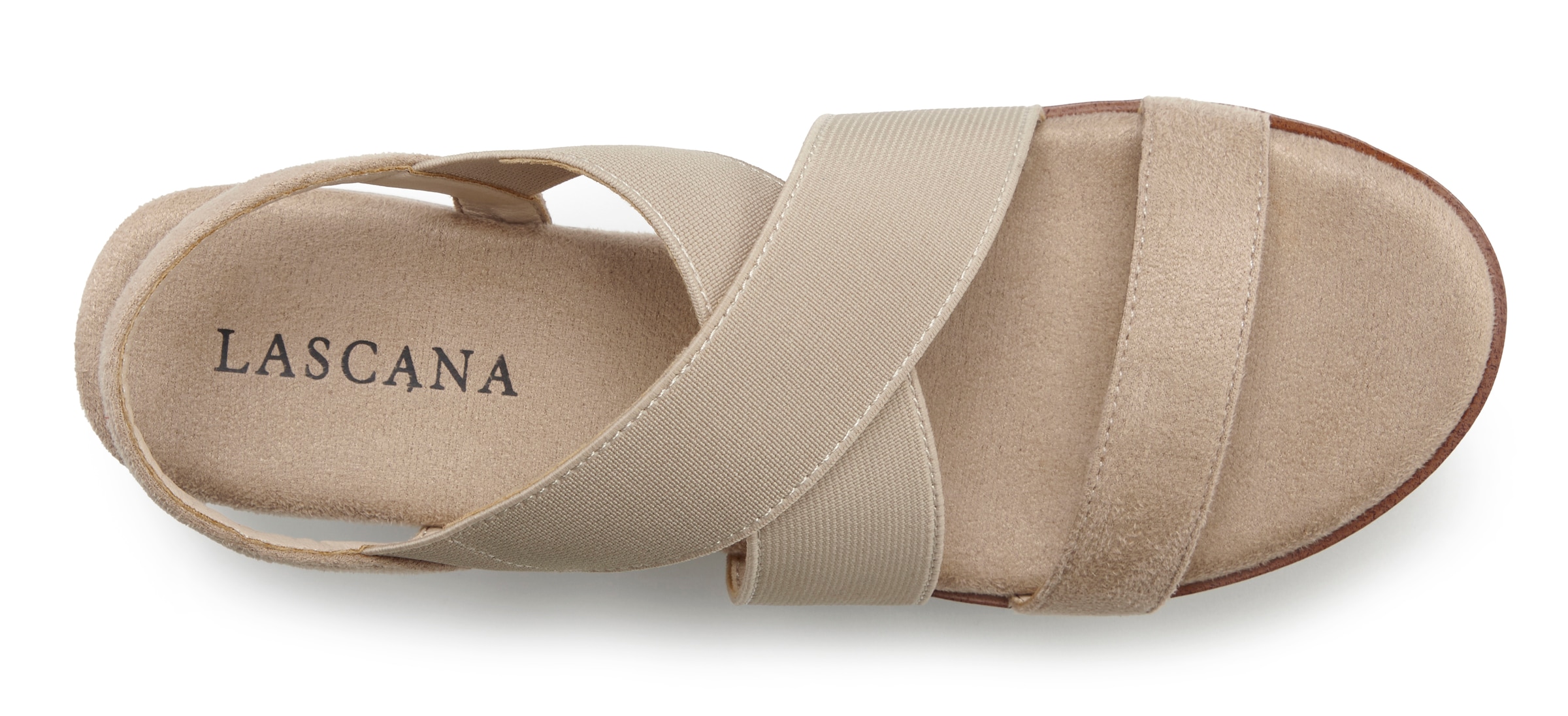 LASCANA Sandalette »Sommerschuh«, Sandale, Sommerschuh mit Keilabsatz und elastischen Riemen VEGAN