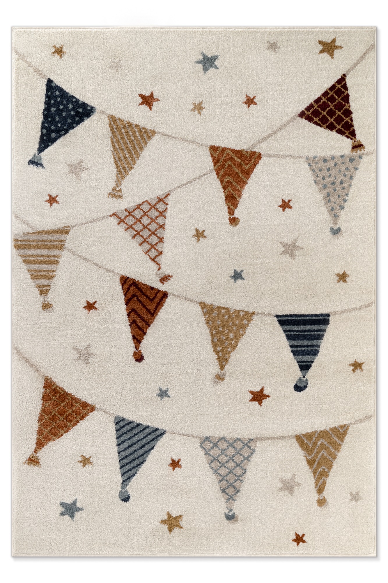 THE RUGS Adventures Kids Rug Party Theme Low Pile Playroom Rug Runner in White | Size: 120cm x 170cm