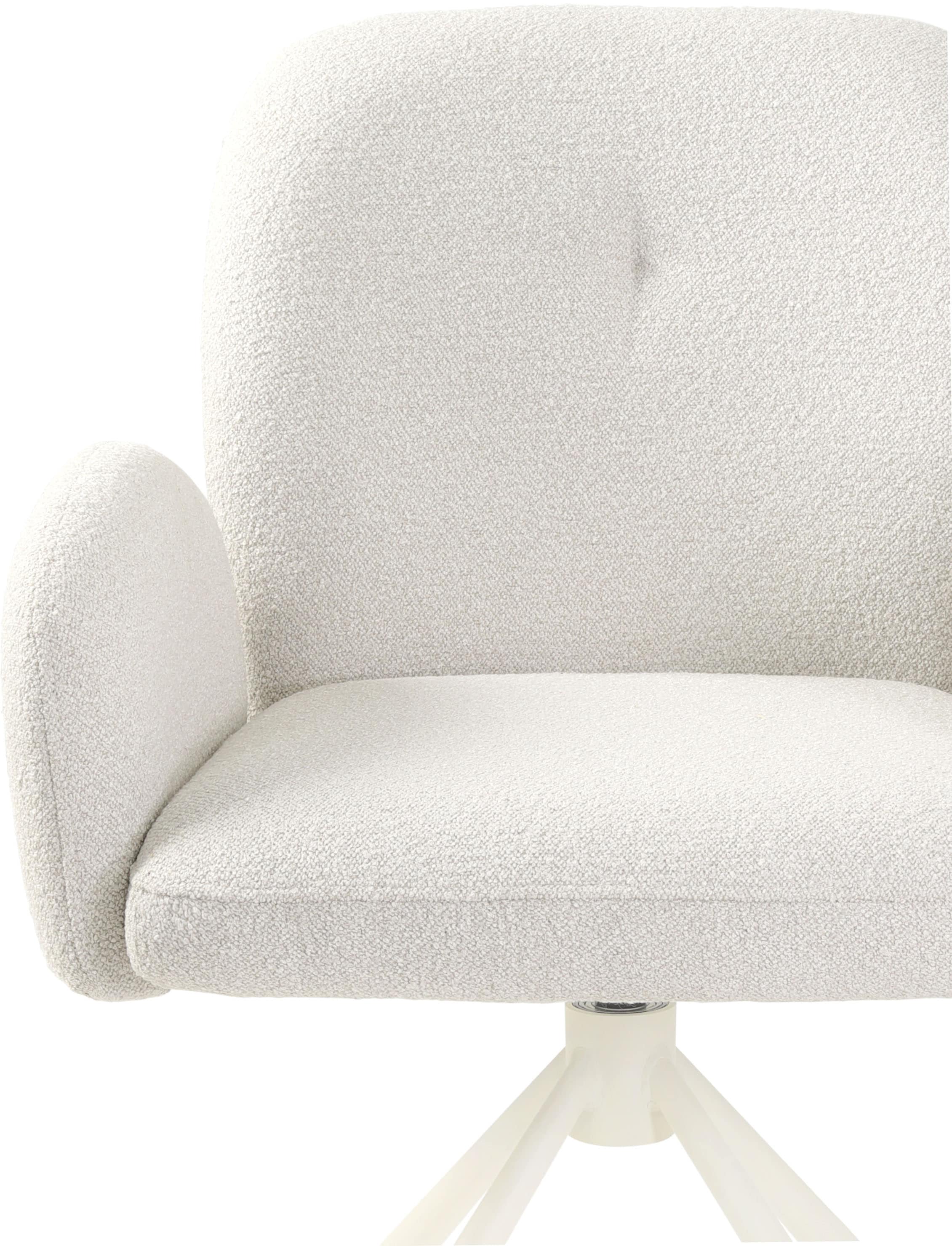 TOM TAILOR HOME Armlehnstuhl »PEBBLE ARMCHAIR«, (Set), 2 St., Webstoff Bouclé, Esszimmerstuhl, mit Armlehnen, 4-Fussgestell, 140 kg belastbar, drehbar