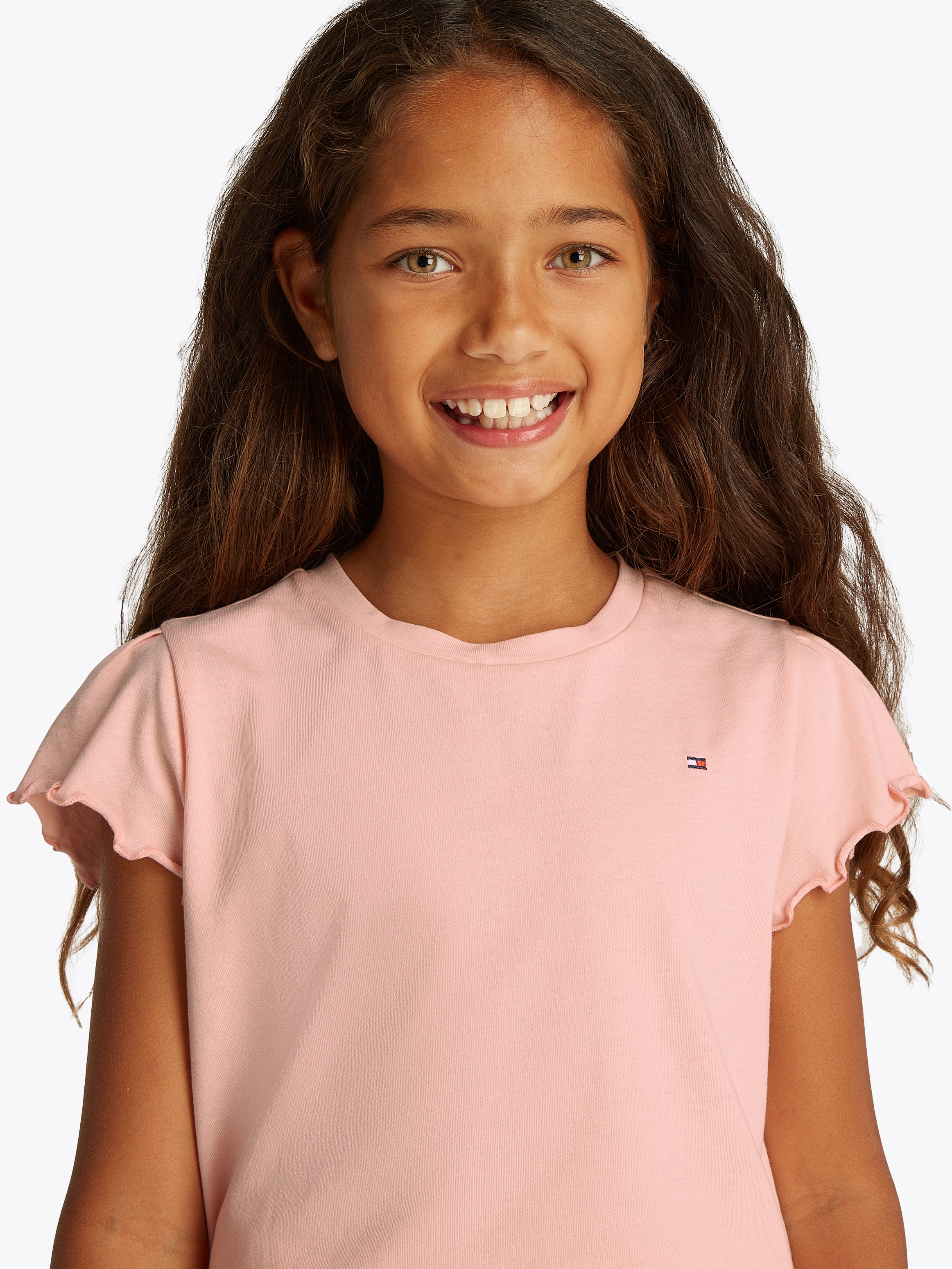 Tommy Hilfiger T-Shirt »ESSENTIAL RUFFLE SLEEVE TOP« mit gewelltem Ärmelabschluss