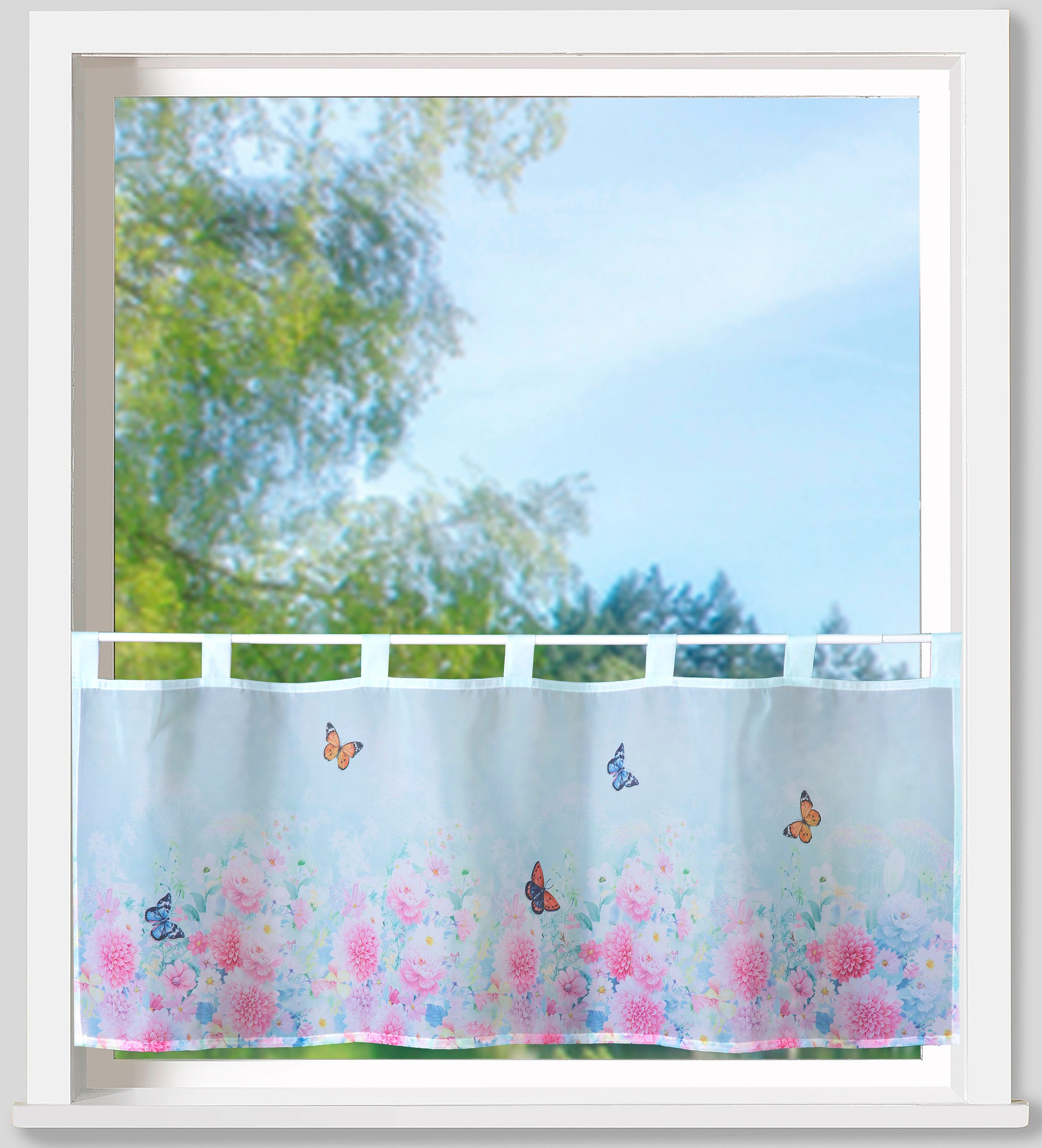 Weckbrodt Scheibengardine »Capri«, (1 St.), Voile, halbtransparent, bedruckt, HxB 45x120cm, Gardine, Store