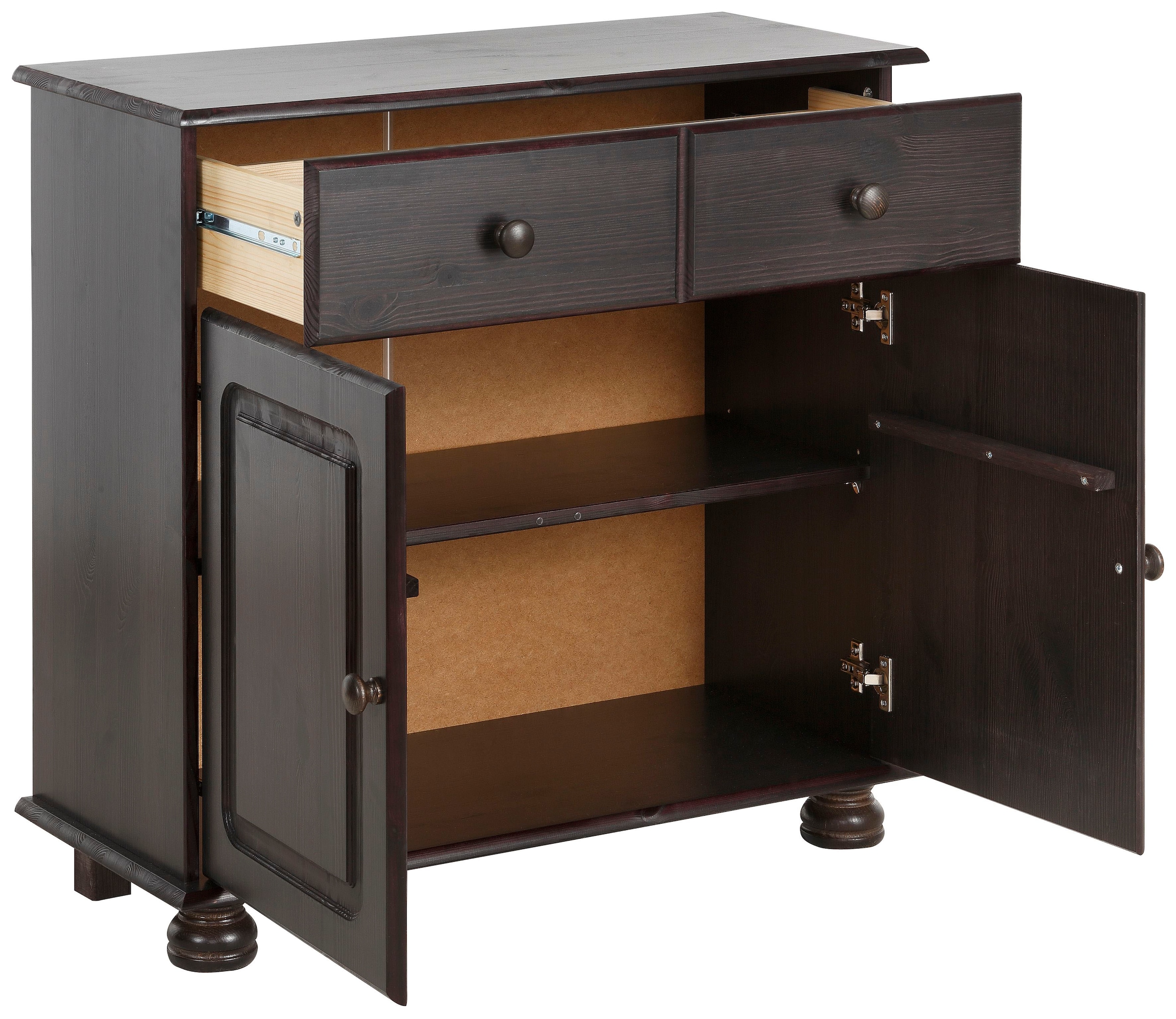 Home affaire Sideboard »Mette«, Kommode mit gefrästen, kugelförmigen Füssen, Breite 80 cm