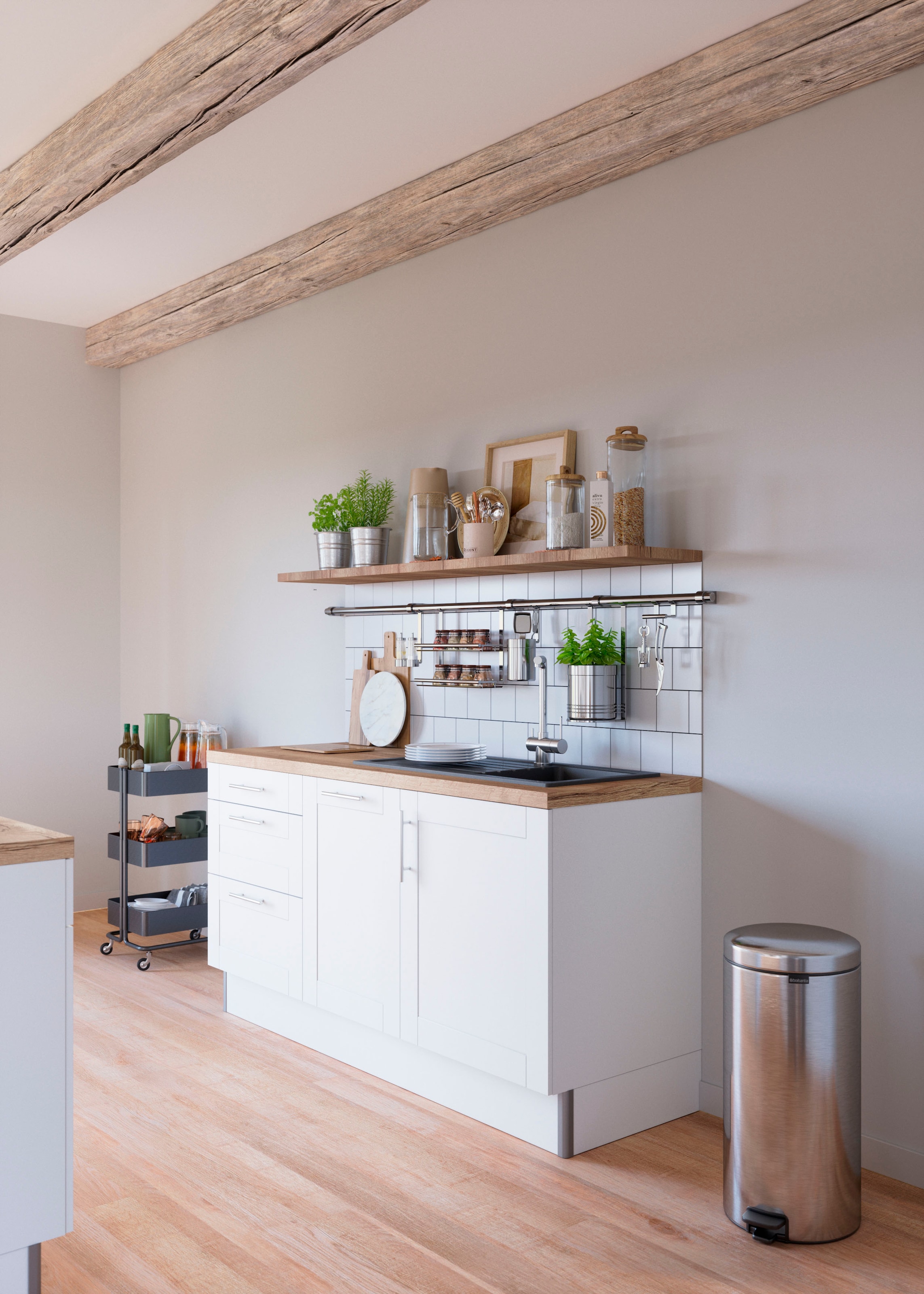 OPTIFIT Küche »Ahus«, 180 cm breit, wahlw.mit E-Geräten, Soft Close Funktion, MDF Fronten