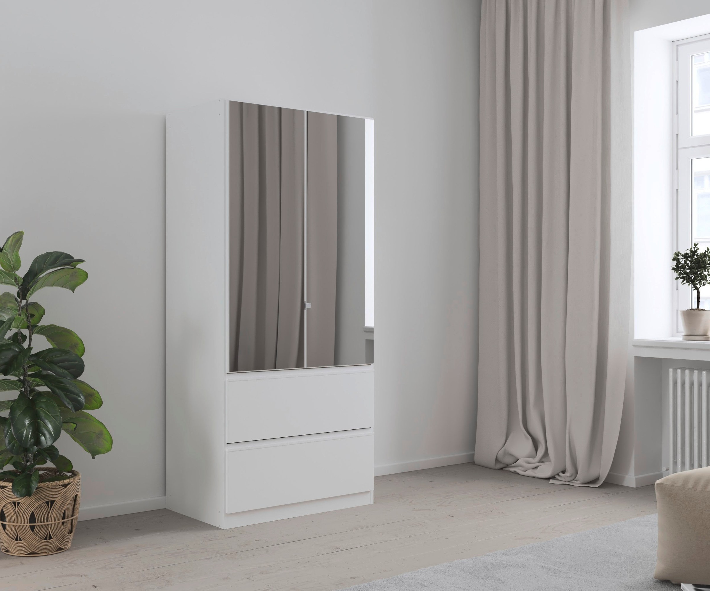 rauch Drehtürenschrank "Kleiderschrank Schrank Garderobe COSTA in den Breiten 91/136/181 cm" in 3 Ausstattungen BASIC/CLASSIC/PREMIUM, mit Spiegel, grifflose Front und Push-to-Open Funktion MADE IN GERMANY