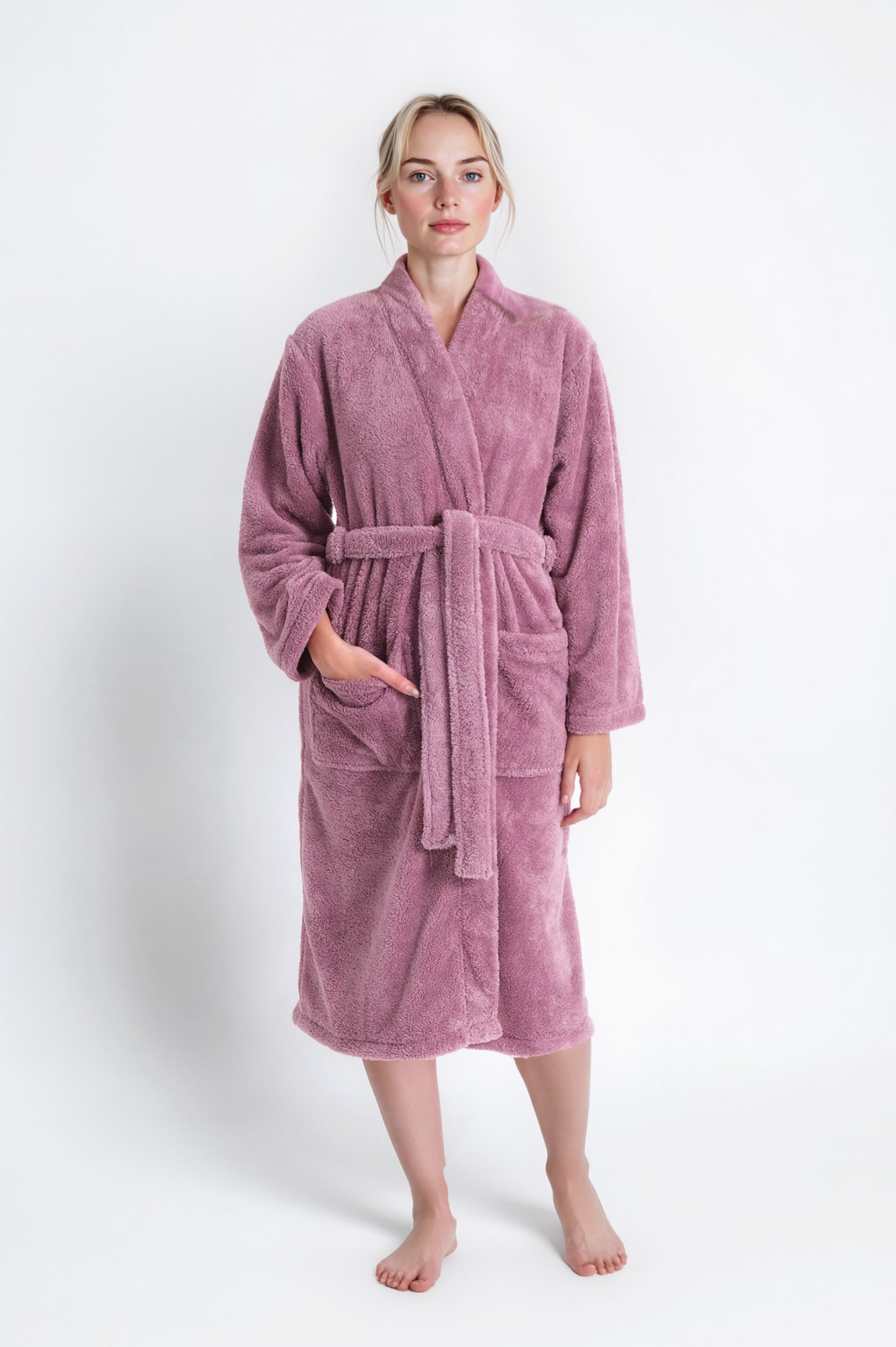 my home Unisex-Bademantel »Lillou Kimono, ideal für Sauna & Spa, Hotelbademantel, Morgenmantel«, (1 St.), kuschelig weicher Fleece, plüsch, für Damen und Herren, XS-3XL