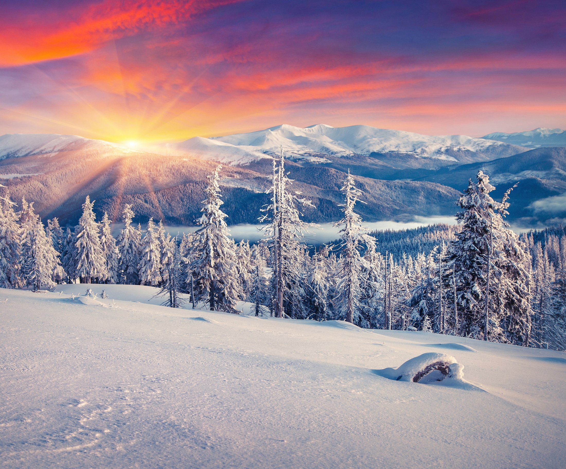 Papermoon Fototapete »ALPEN-WINTER GEBIRGE XXL«