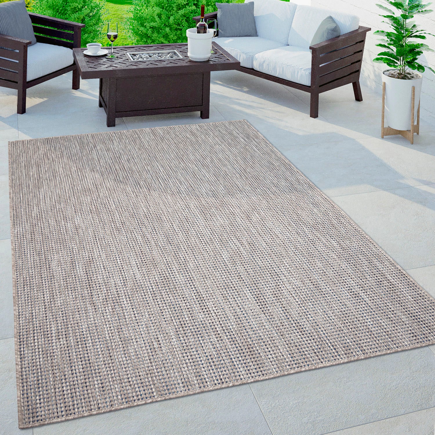 Paco Home Teppich »Napoli 777«, rechteckig, 4 mm Höhe, Flachgewebe, meliert, In- und Outdoor geeignet, Wohnzimmer