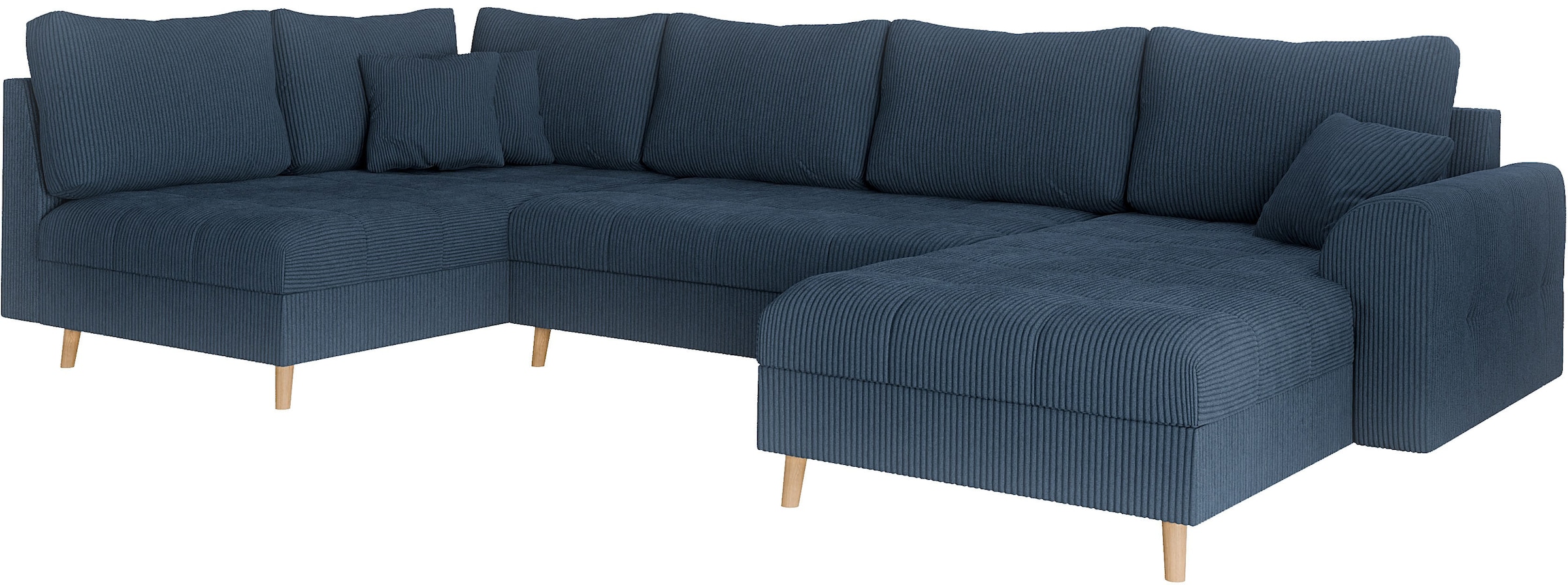 Home affaire Wohnlandschaft »CHARRE U-Form mit Ottomane, Masse B/T/H: 310/161/81 cm«, feine Steppung, lose Rücken- und Zierkissen, auch in Cord und Bouclé