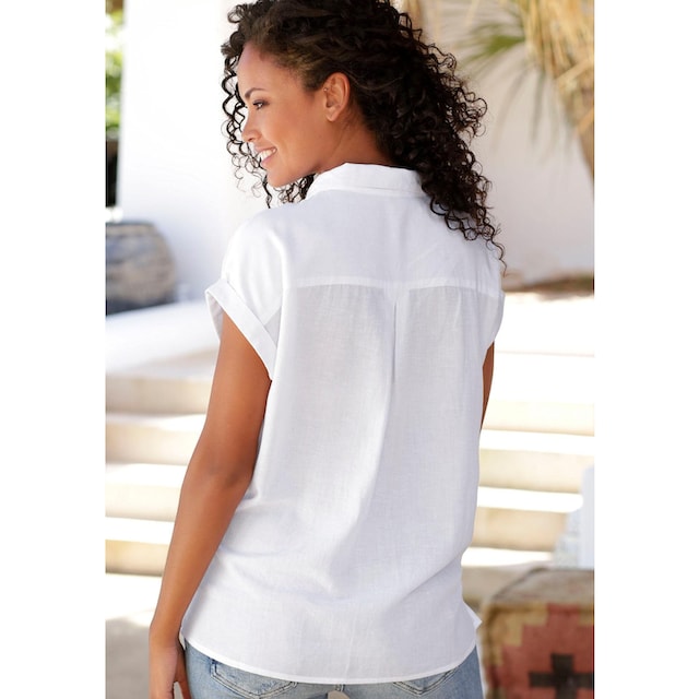 ❤ LASCANA Hemdbluse, aus Leinenmix mit Knopfleiste, Leinenbluse,  Kurzarmbluse kaufen im Jelmoli-Online Shop