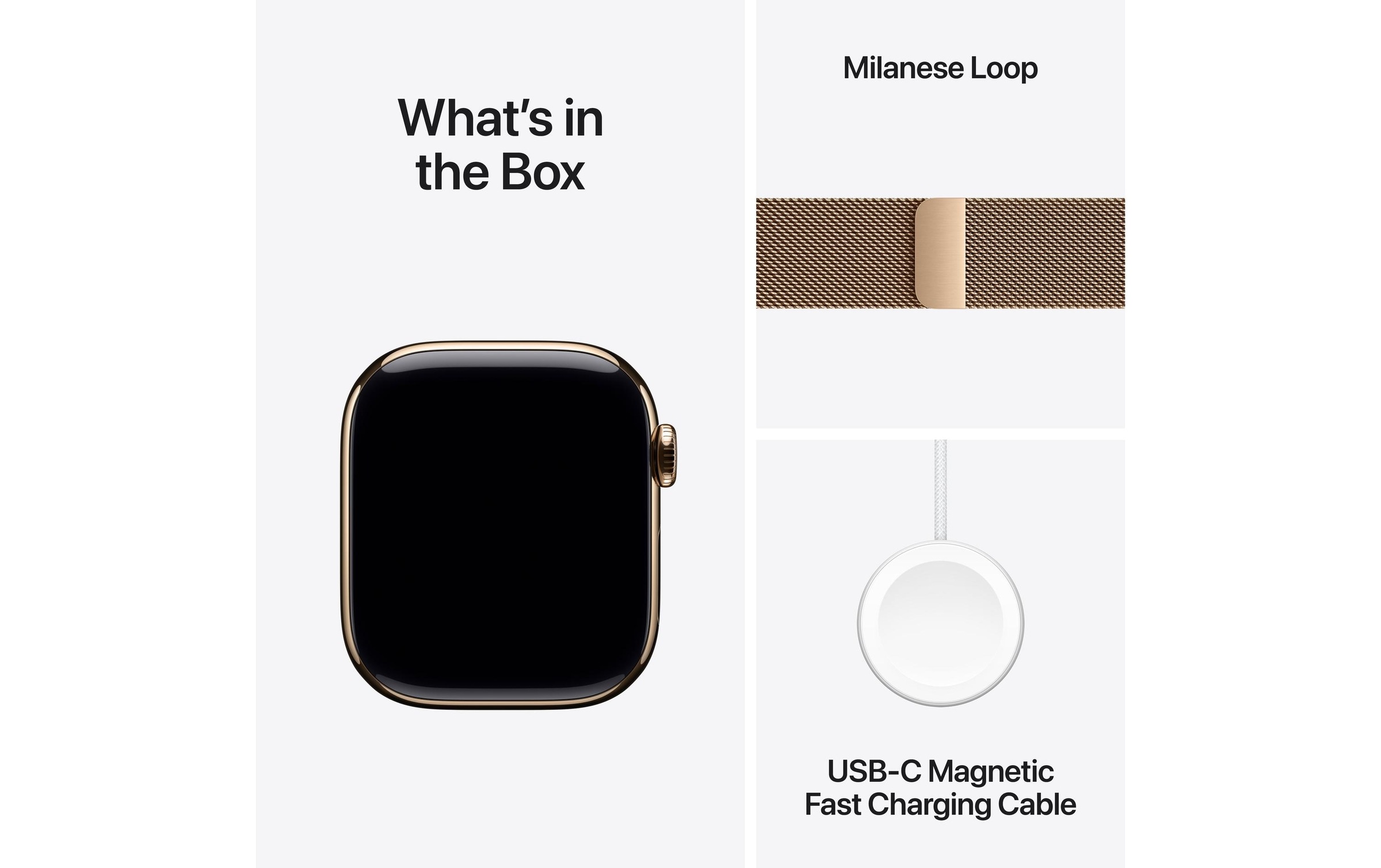 Apple Watch Series 10 Titan, 42 mm, GPS + Cellular, Milanese Loop, Goldfarben