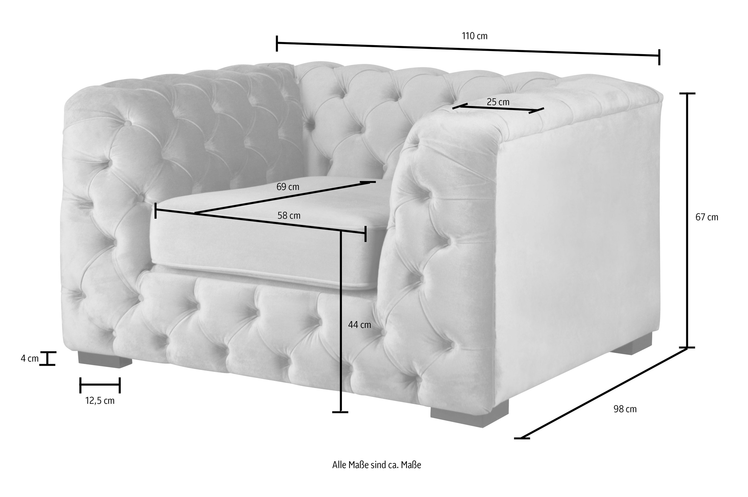 Guido Maria Kretschmer Home&Living Chesterfield-Sessel »Kalina Sessel«, mit klassischer Chesterfield-Knopfheftung, sehr hochwertige Qualität
