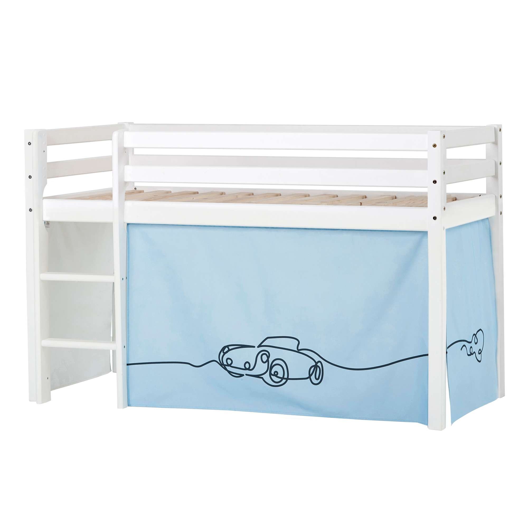 Hoppekids Hochbett »ECO Dream, Kinderbett, Spielbett, Halbhohes Bett aus Massivholz« inkl. Vorhang-Set Creator, Bettgrösse & Matratze wählbar