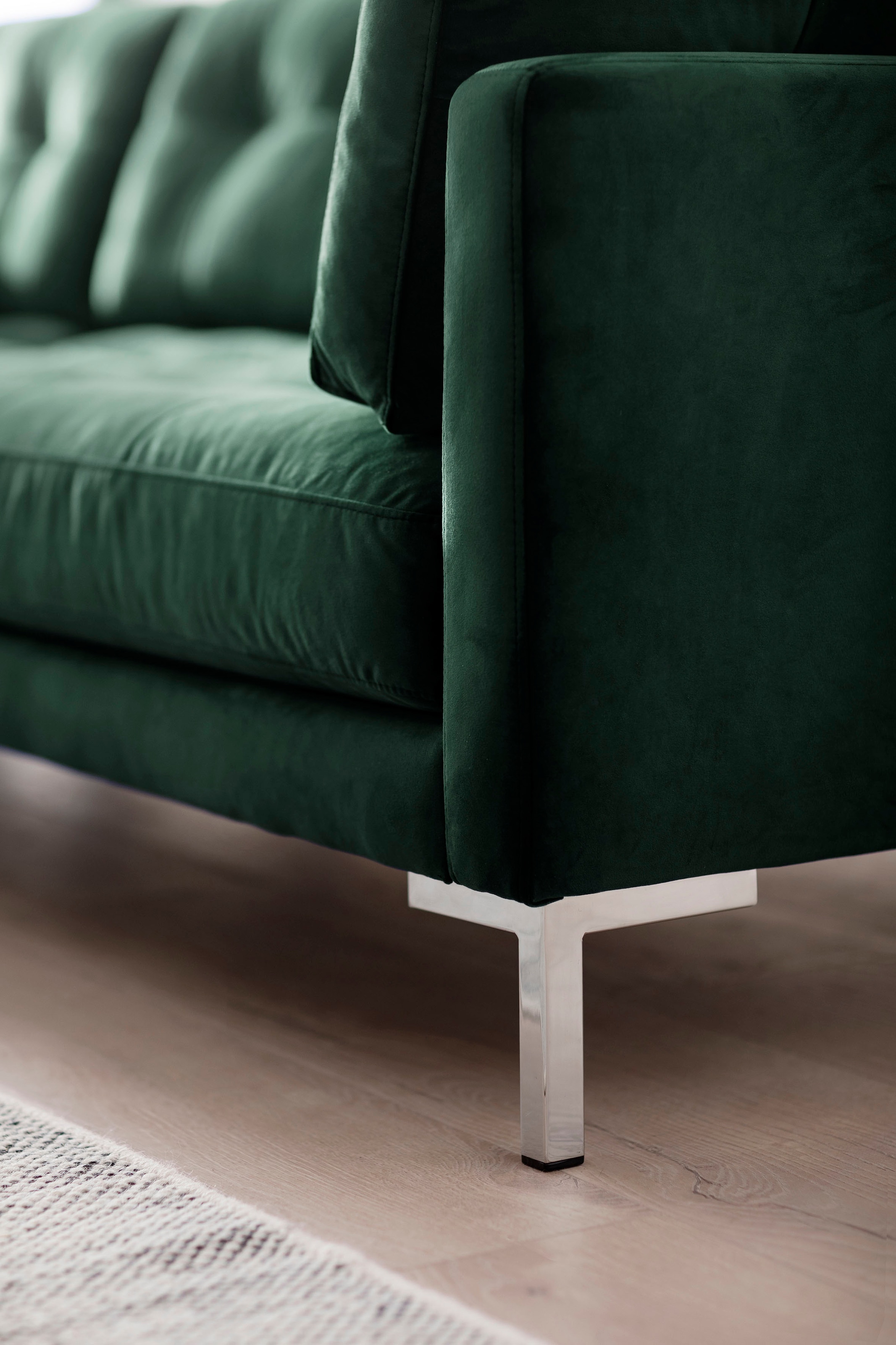 Trends by HG Ecksofa »Landau L-Form«, in Cord-Stoff mit Metallfuss