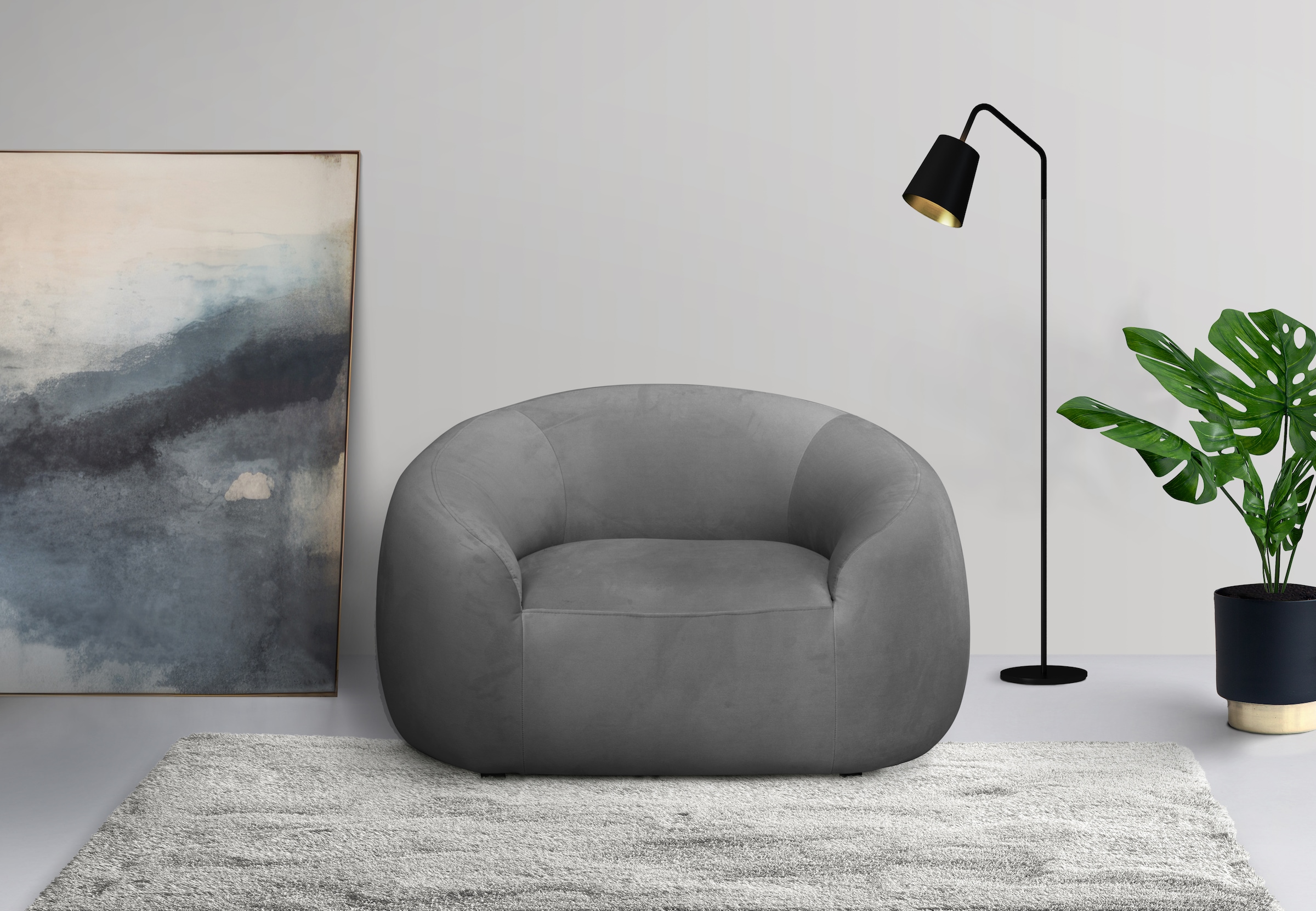 LeGer Home by Lena Gercke Sessel »YANI Relaxsessel, Loungesessel, Masse B/T/H: 127/96/76 cm«, organische Form, mit Wellenunterfederung, auch in Bouclé