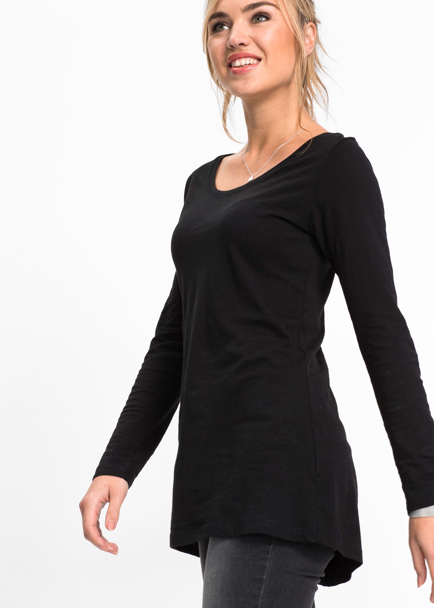 bonprix Langarmshirt »Langarmshirt aus reiner Baumwolle« Langarmshirt aus reiner Baumwolle