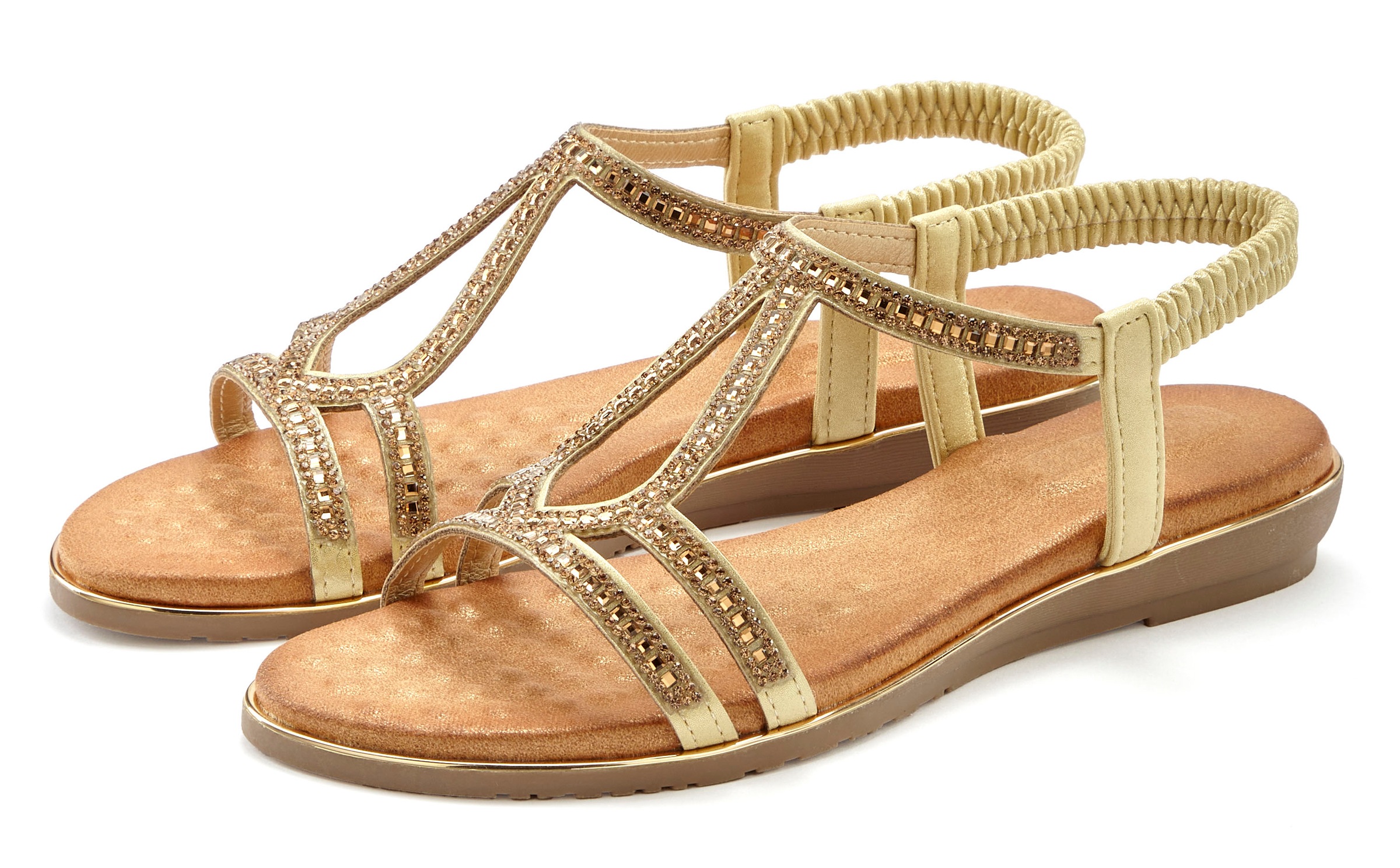 Vivance Sandale »Sandalette, Sommerschuh,« mit Glitzer Verzierungen und elastischen Riemchen