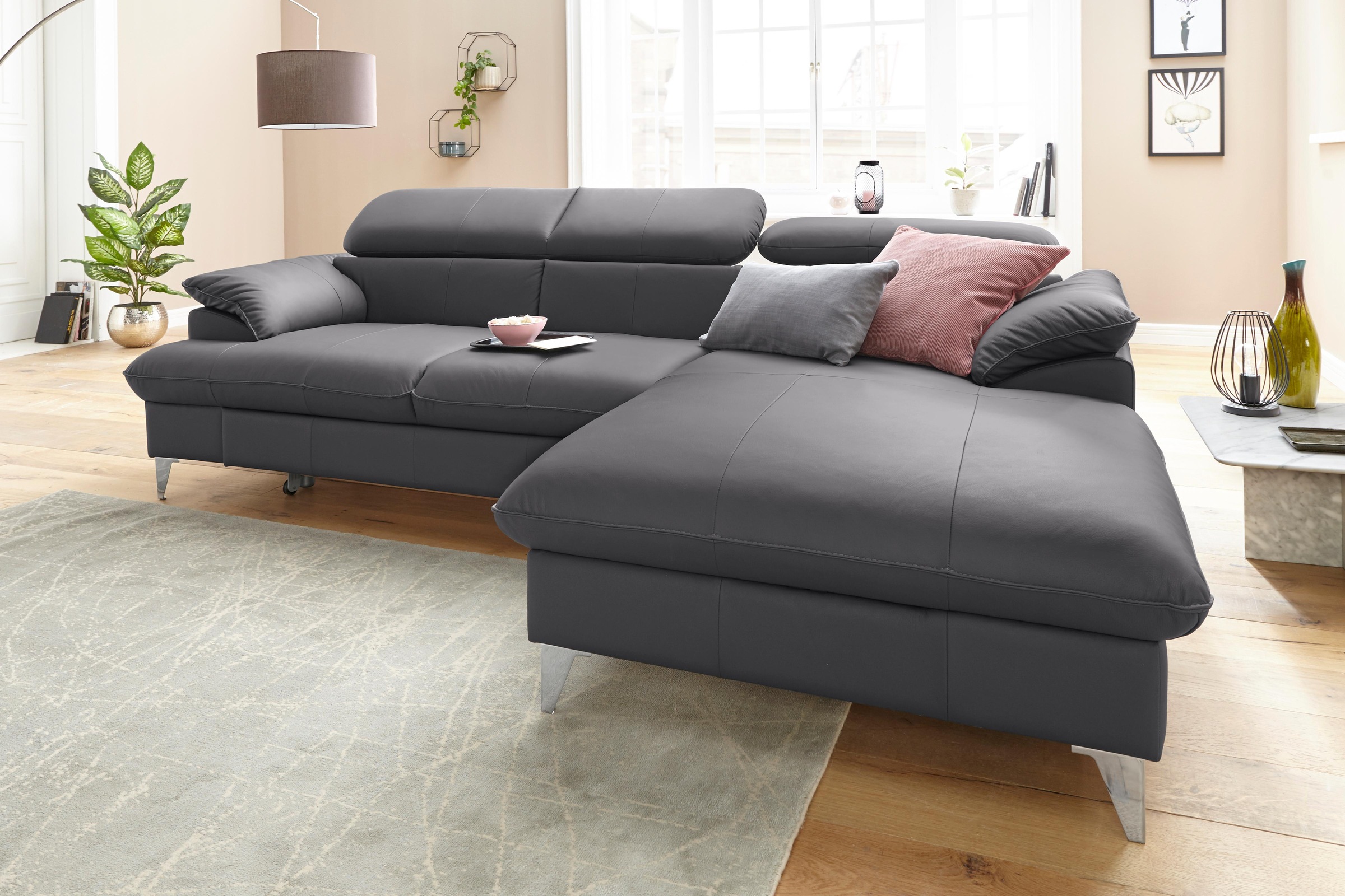 COTTA Ecksofa »Caluso L-Form«, mit Kopfteilverstellung, wahlweise mit Bettfunktion & Bettkasten